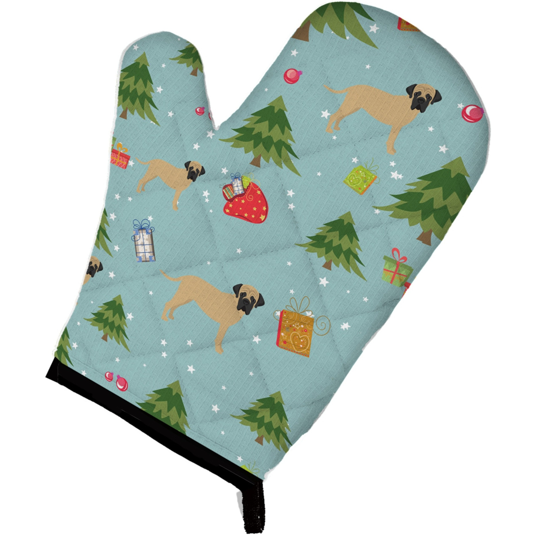 &quotCaroline's Treasures BB4918OVMT Christmas Bullmastiff Oven Mitt, 12"" by 8.5"", Multicolor"