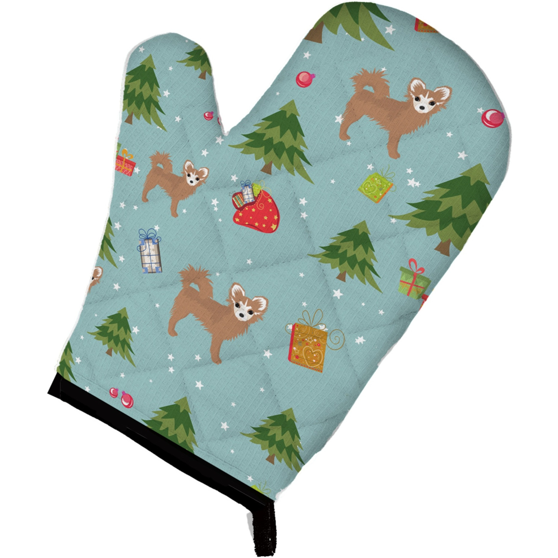 &quotCaroline's Treasures BB4928OVMT Christmas Longhair Tan White Chihuahua Oven Mitt, 12"" by 8.5"", Multicolor"