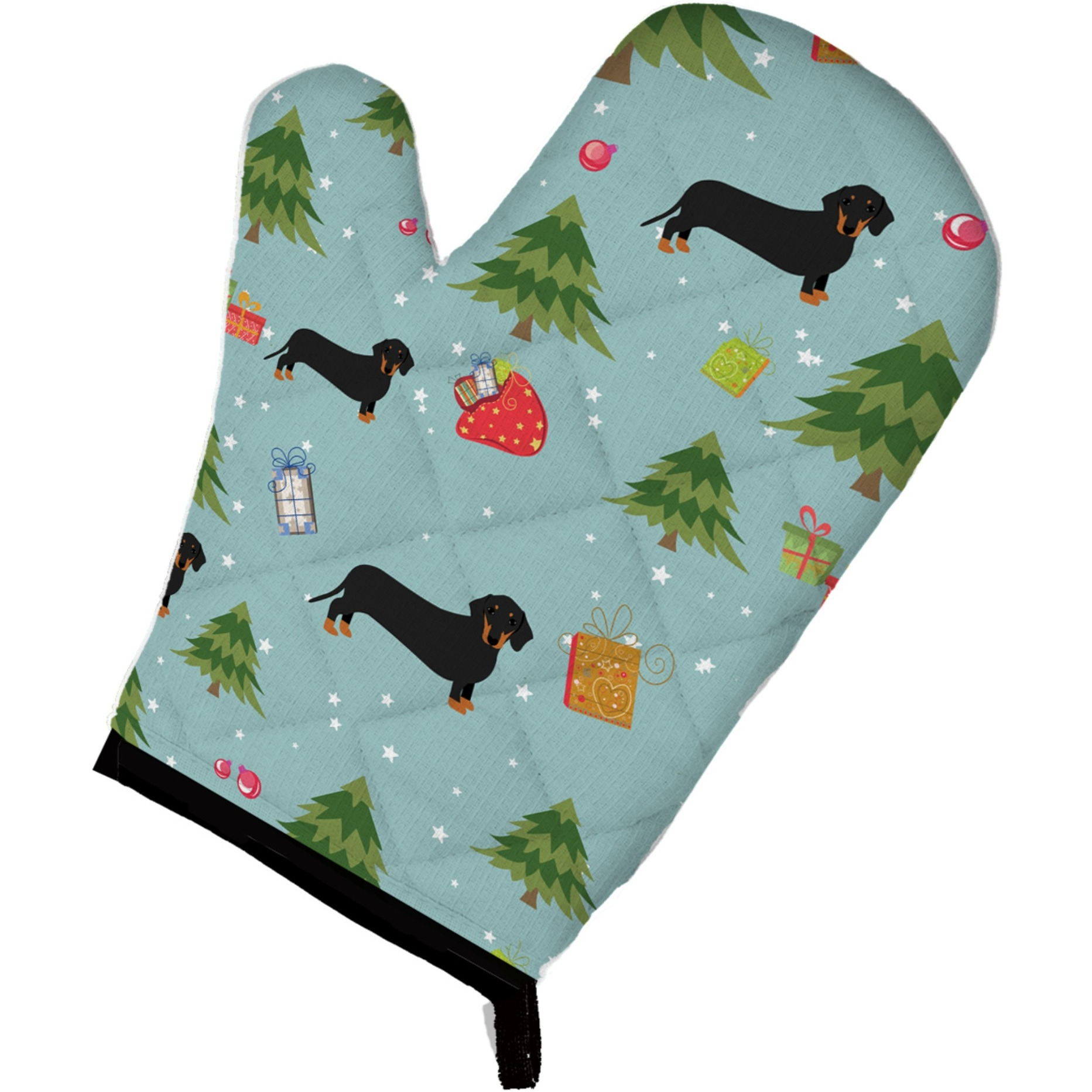 &quotCaroline's Treasures BB4941OVMT Christmas Black Tan Dachshund Oven Mitt, 12"" by 8.5"", Multicolor"