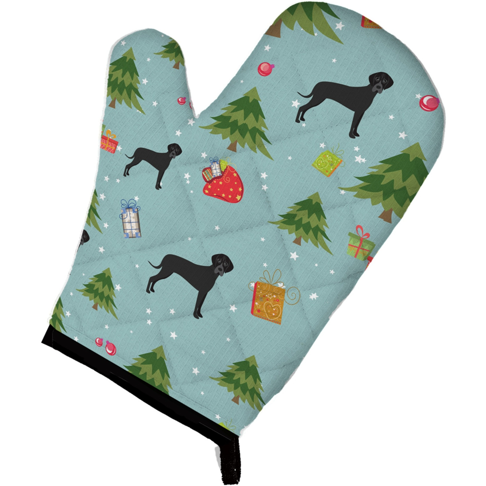 &quotCaroline's Treasures BB4947OVMT Christmas Black Natural Great Dane Oven Mitt, 12"" by 8.5"", Multicolor"
