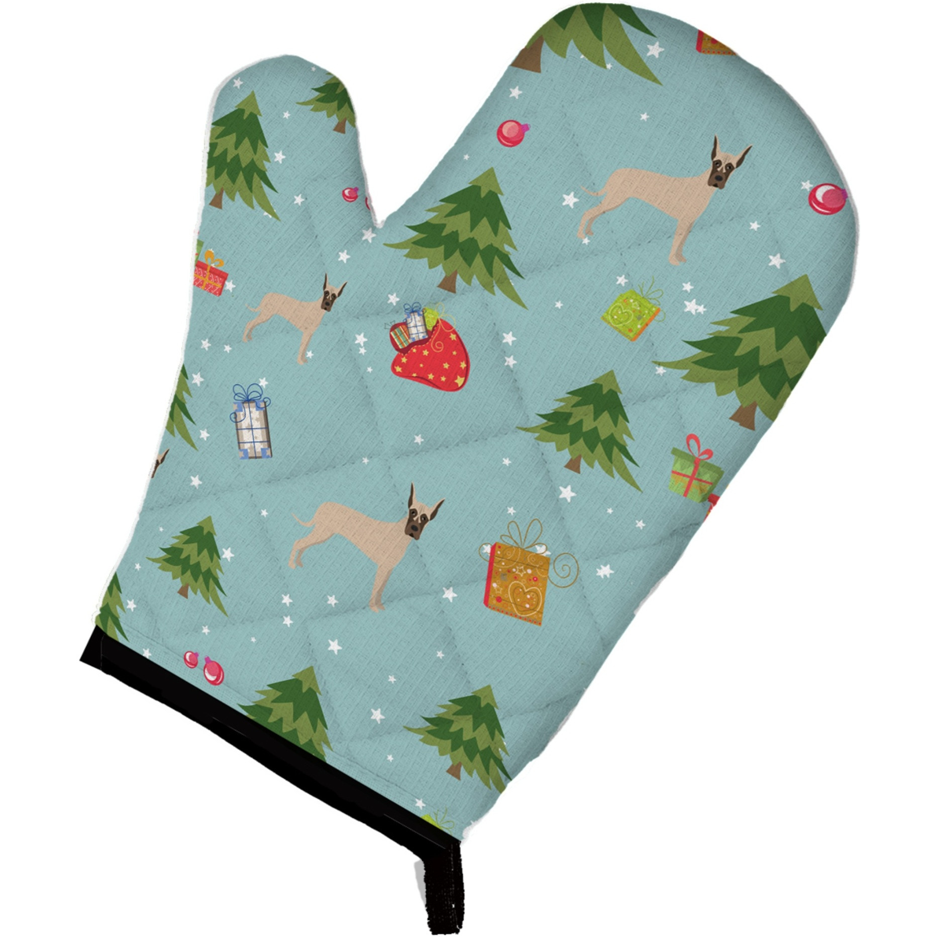 &quotCaroline's Treasures BB4952OVMT Christmas Fawn Cropped Great Dane Oven Mitt, 12"" by 8.5"", Multicolor"