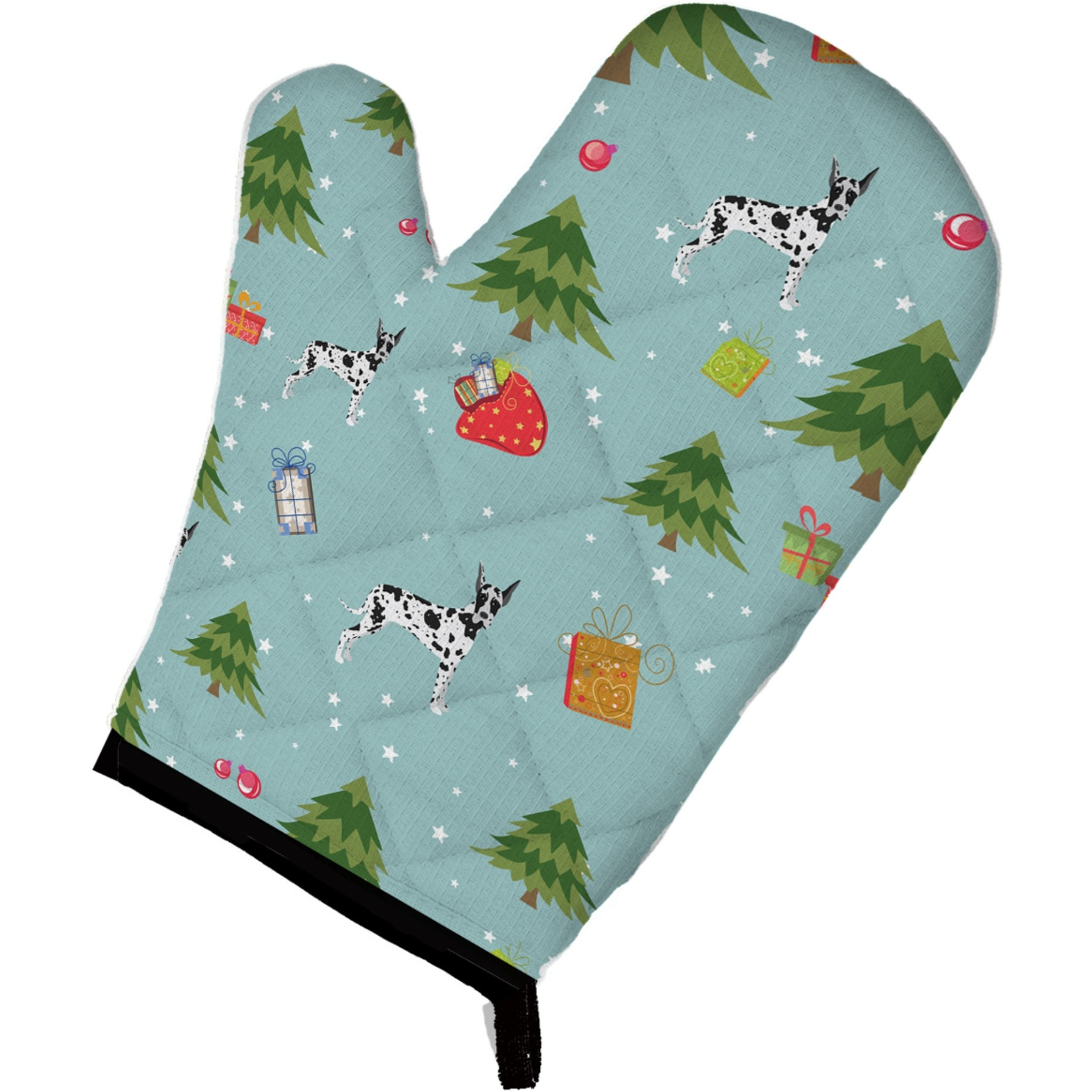 &quotCaroline's Treasures BB4954OVMT Christmas Harlequin Cropped Great Dane Oven Mitt, 12"" by 8.5"", Multicolor"