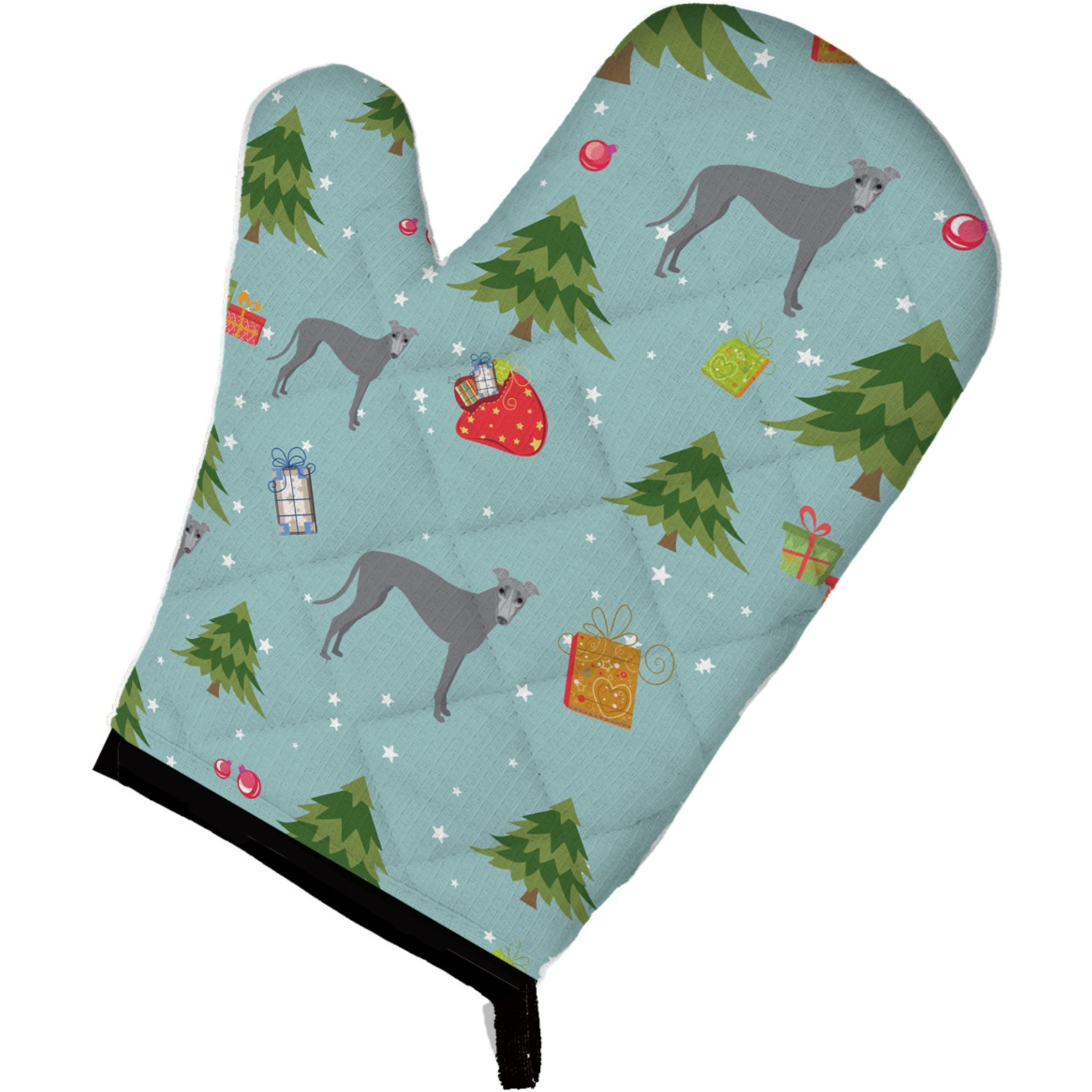 &quotCaroline's Treasures BB4959OVMT Christmas Greyhound Oven Mitt, 12"" by 8.5"", Multicolor"