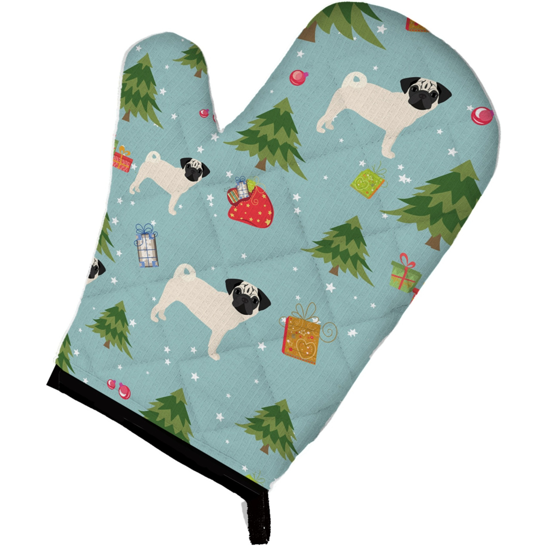 &quotCaroline's Treasures BB4975OVMT Christmas Pug Oven Mitt, 12"" by 8.5"", Multicolor"