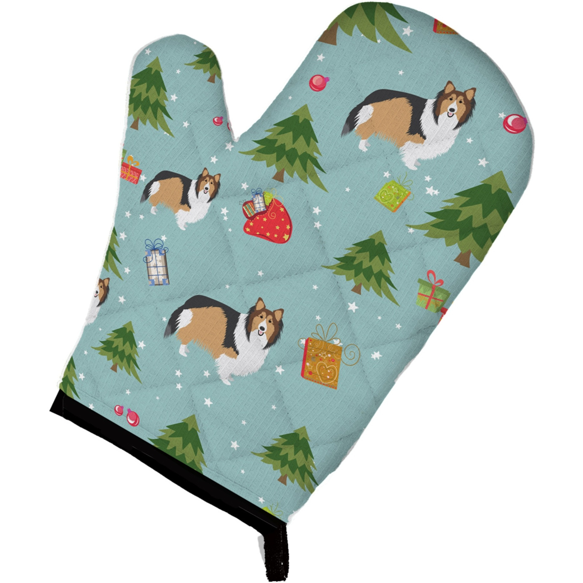 &quotCaroline's Treasures BB4980OVMT Christmas Sheltie Shetland Sheepdog Oven Mitt, 12"" by 8.5"", Multicolor"