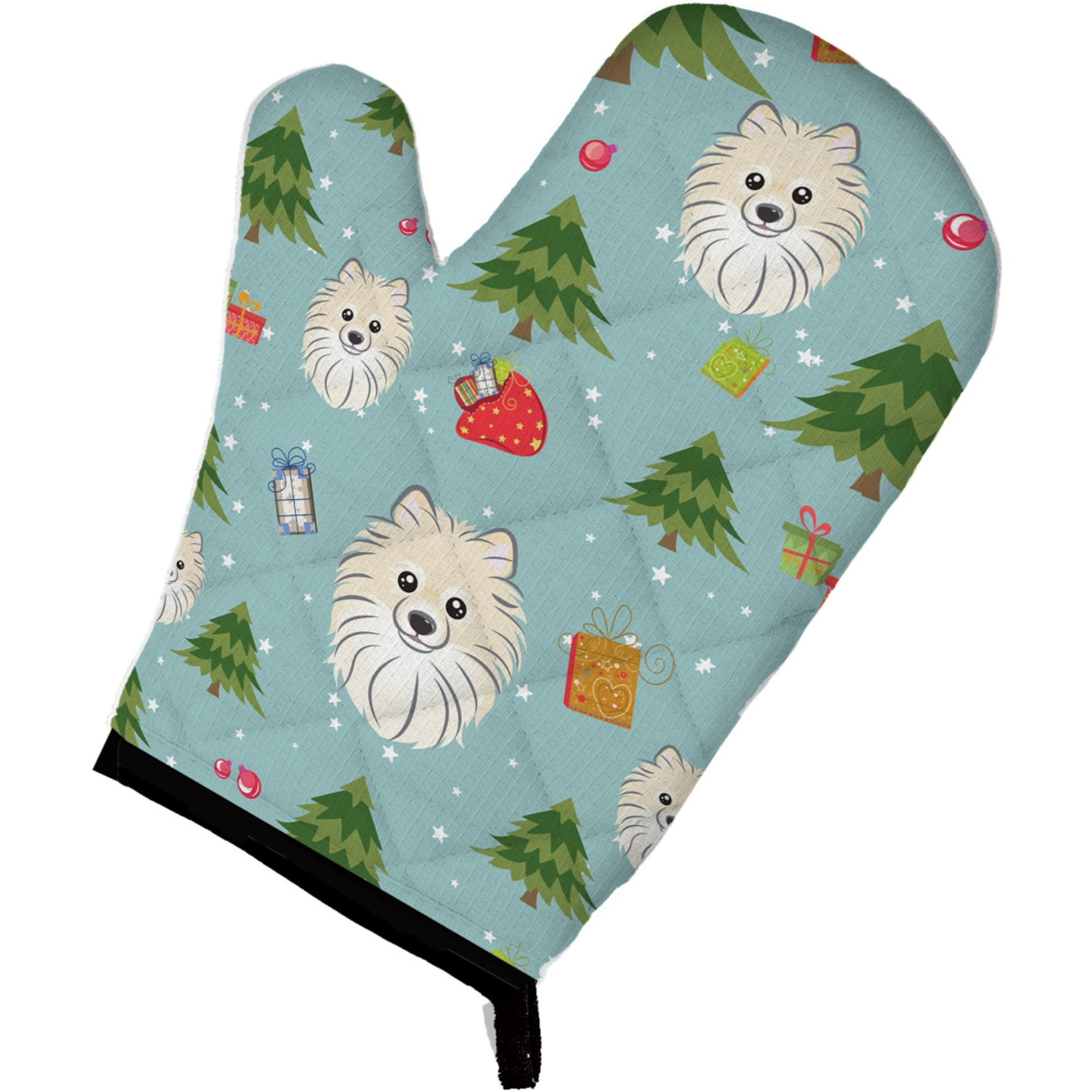 &quotCaroline's Treasures BB4996OVMT Christmas Pomeranian Oven Mitt, 12"" by 8.5"", Multicolor"
