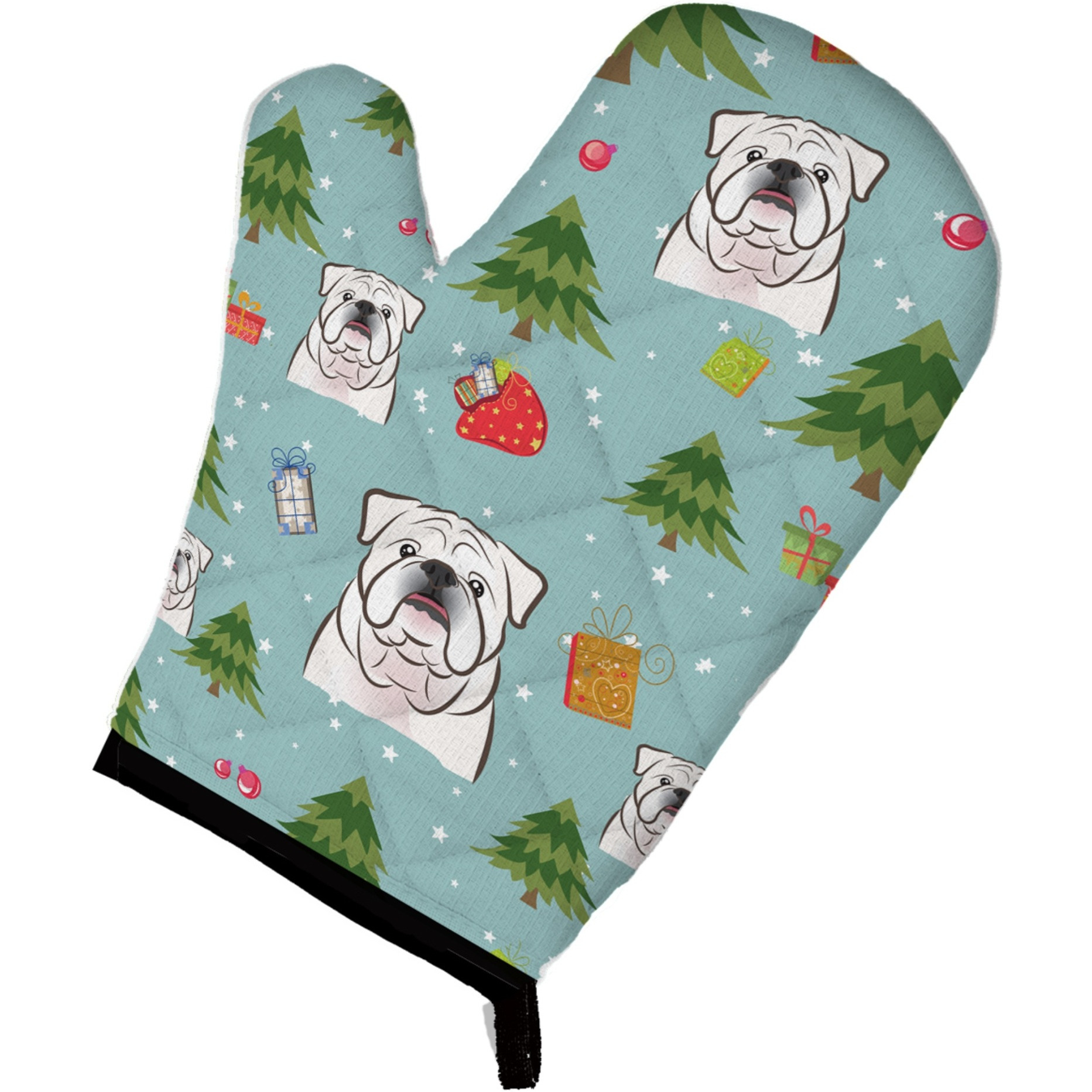&quotCaroline's Treasures BB5009OVMT Christmas White English Bulldog Oven Mitt, 12"" by 8.5"", Multicolor"