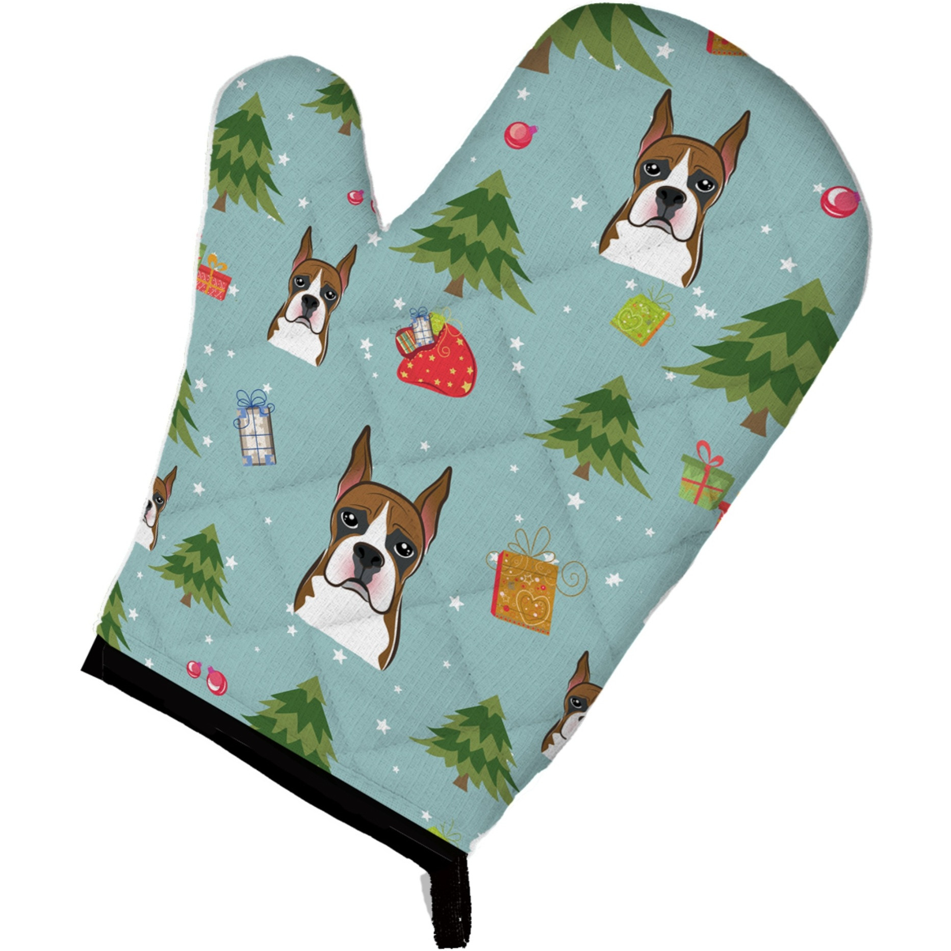 &quotCaroline's Treasures BB5012OVMT Christmas Boxer Oven Mitt, 12"" by 8.5"", Multicolor"