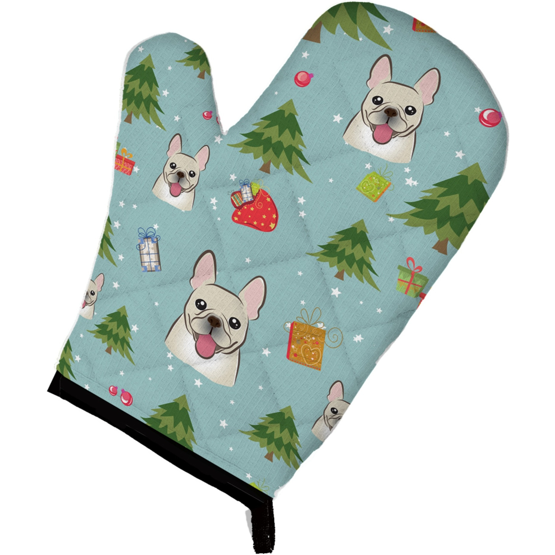 &quotCaroline's Treasures BB5027OVMT Christmas French Bulldog Oven Mitt, 12"" by 8.5"", Multicolor"