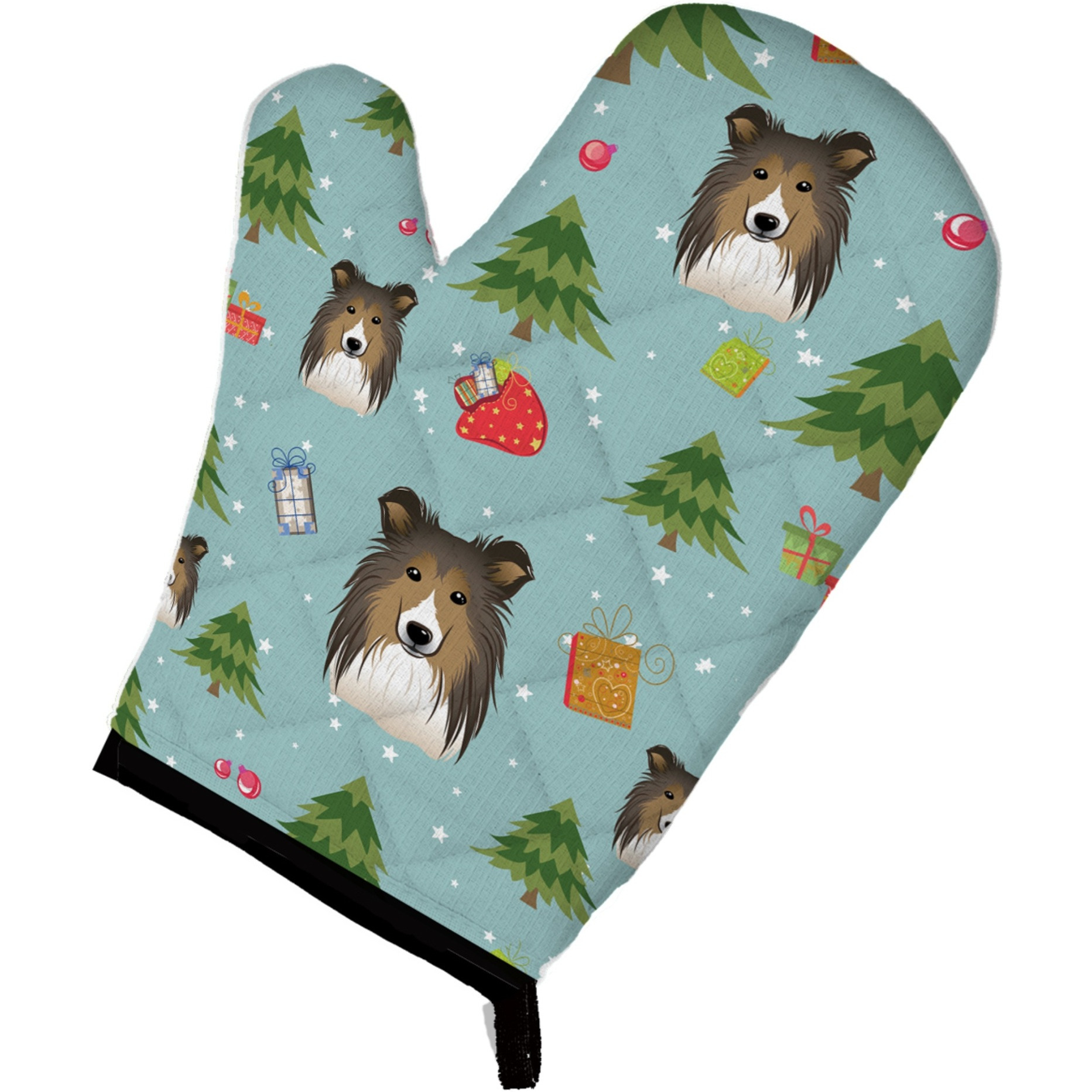 &quotCaroline's Treasures BB5031OVMT Christmas Sheltie Oven Mitt, 12"" by 8.5"", Multicolor"
