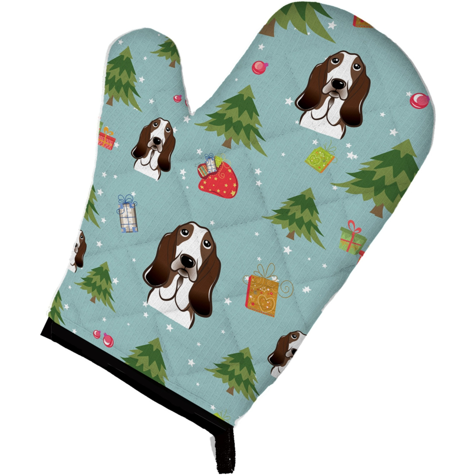 &quotCaroline's Treasures BB5032OVMT Christmas Basset Hound Oven Mitt, 12"" by 8.5"", Multicolor"