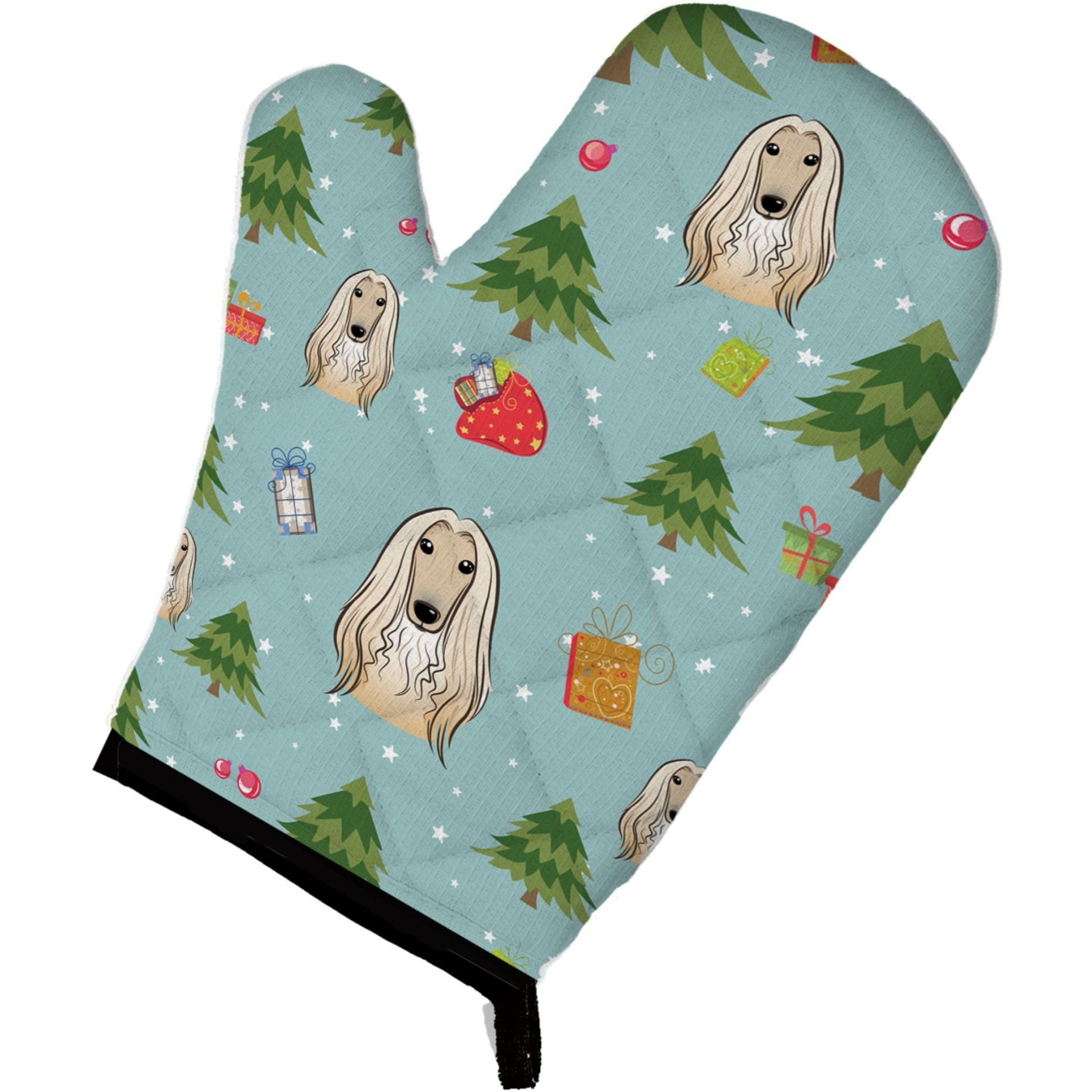 &quotCaroline's Treasures BB5033OVMT Christmas Afghan Hound Oven Mitt, 12"" by 8.5"", Multicolor"
