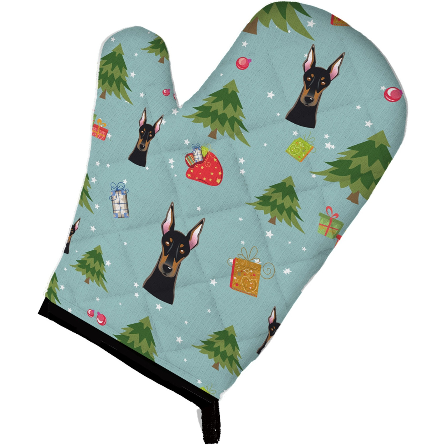 &quotCaroline's Treasures BB5034OVMT Christmas Doberman Pinscher Oven Mitt, 12"" by 8.5"", Multicolor"