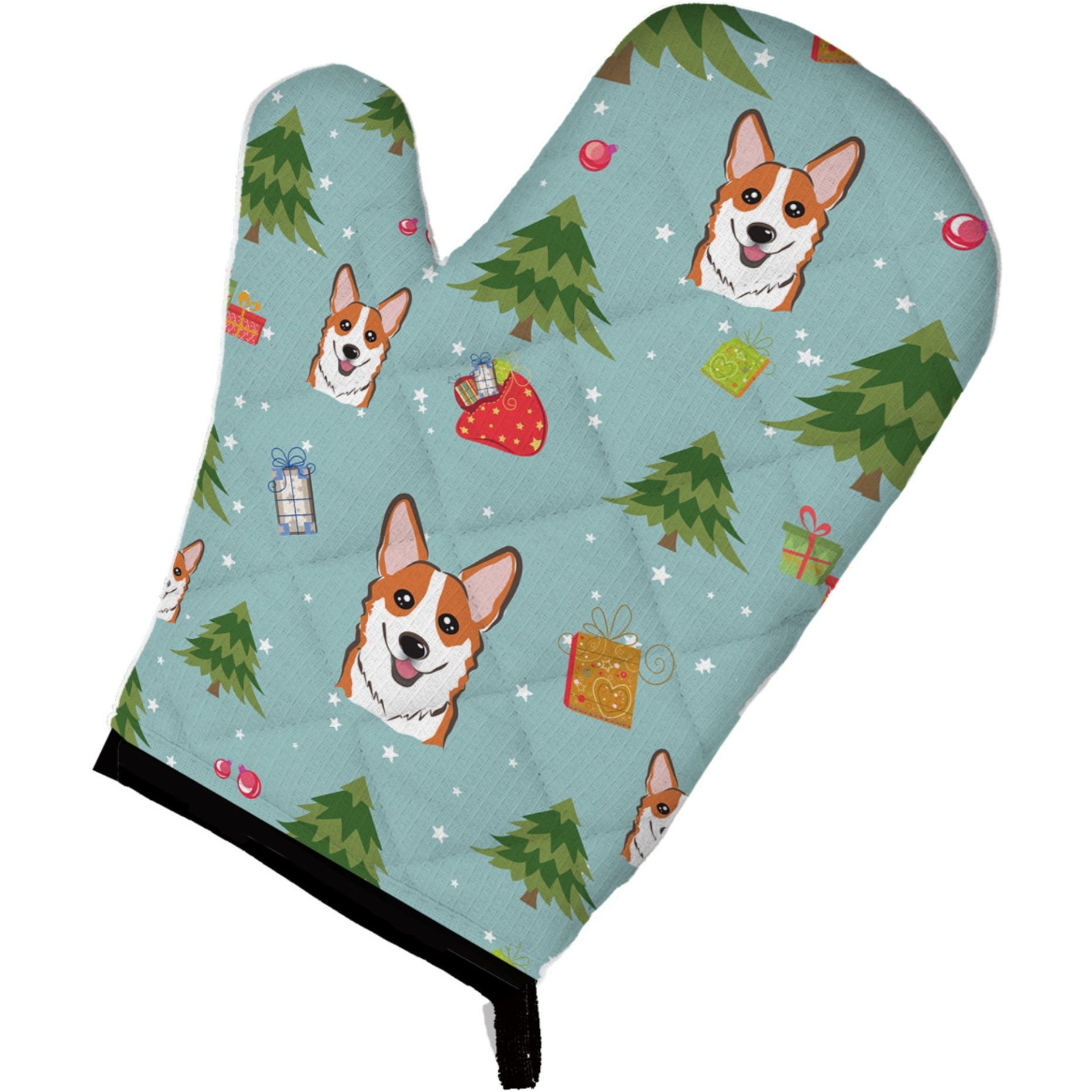 &quotCaroline's Treasures BB5043OVMT Christmas Red Corgi Oven Mitt, 12"" by 8.5"", Multicolor"