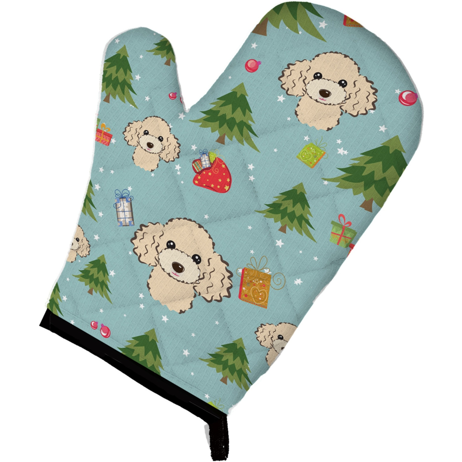 &quotCaroline's Treasures BB5047OVMT Christmas Buff Poodle Oven Mitt, 12"" by 8.5"", Multicolor"