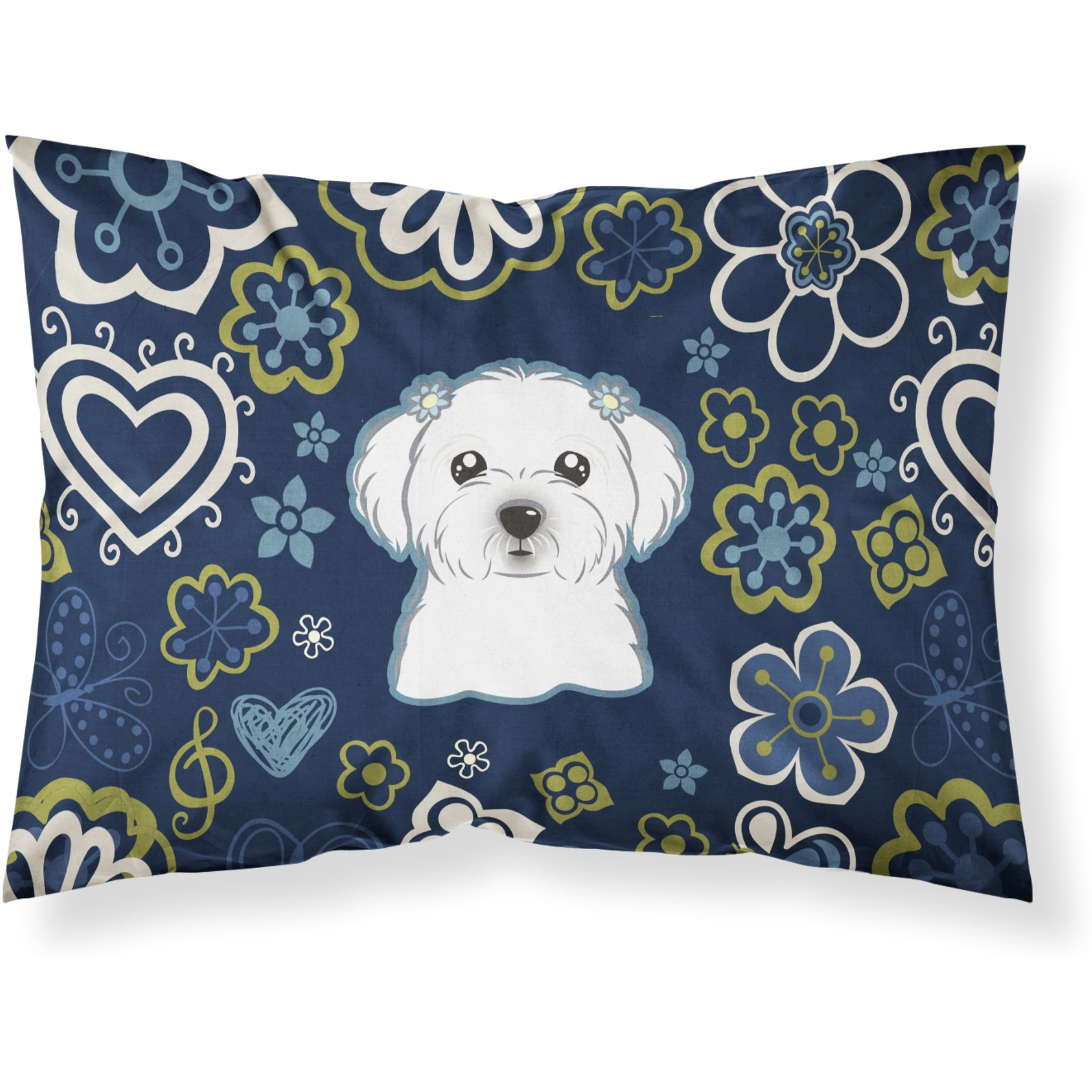 Blue Flowers Maltese Fabric Standard Pillowcase
