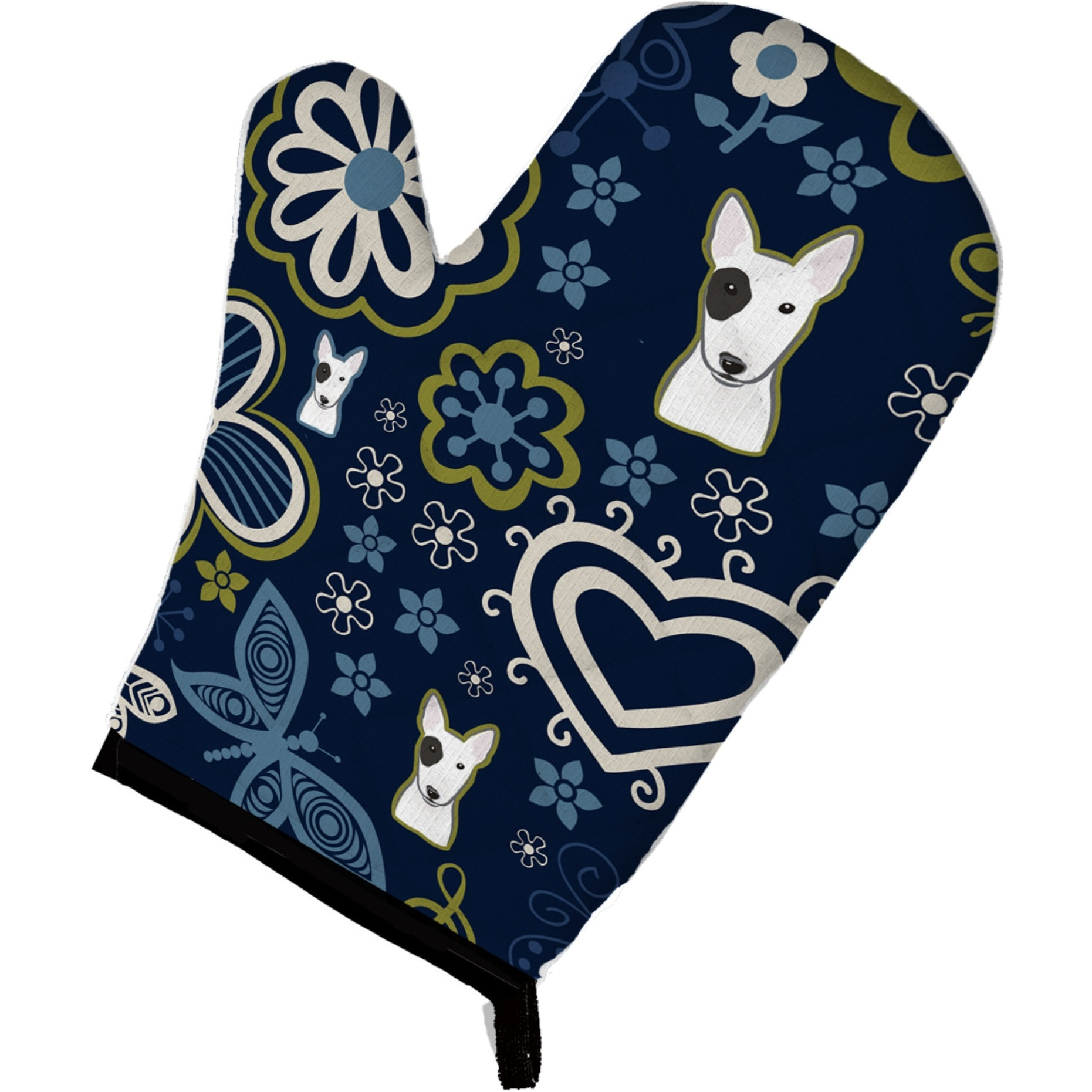 &quotCaroline's Treasures Blue Flowers Bull Terrier, Large, multicolor oven mitt"