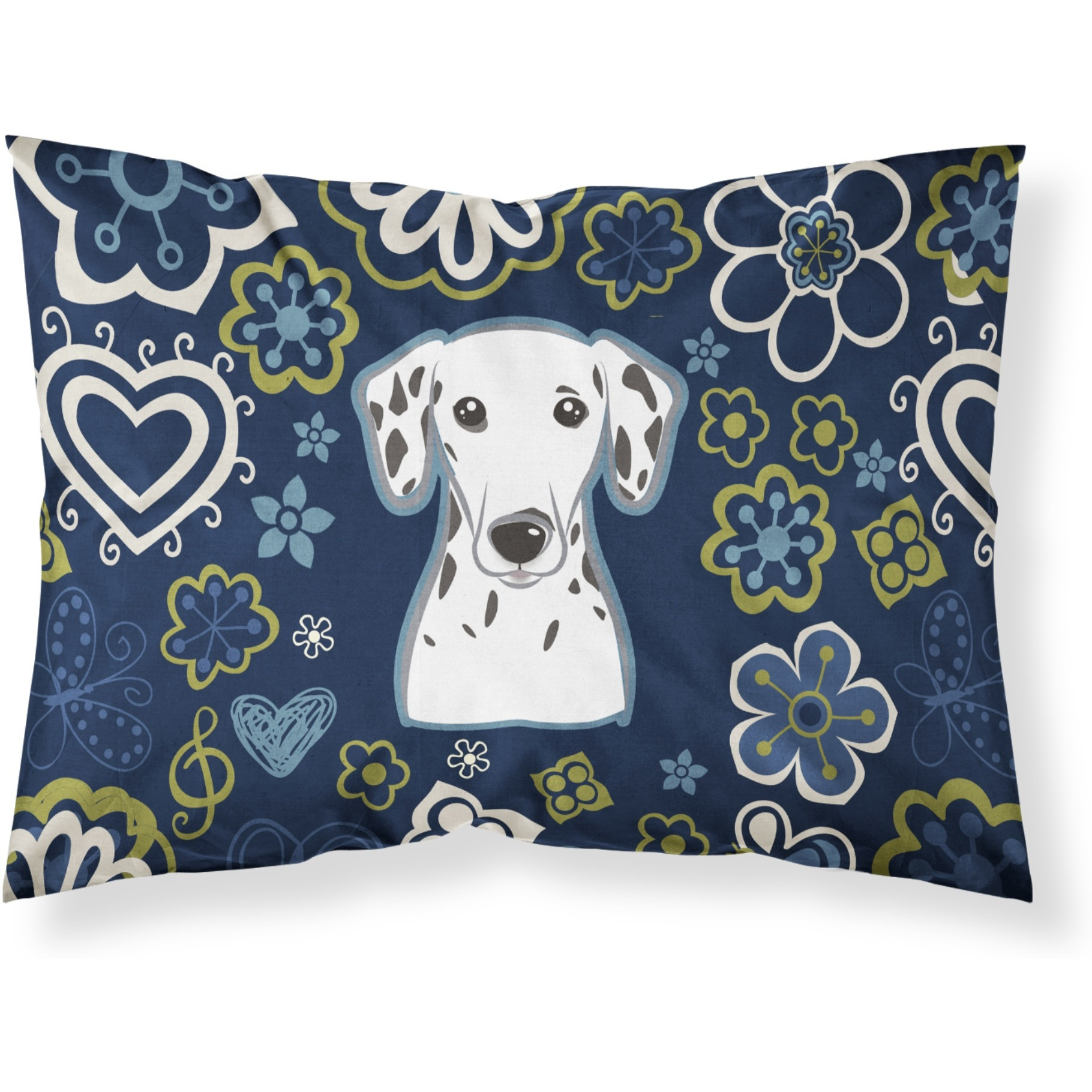 Blue Flowers Dalmatian Fabric Standard Pillowcase