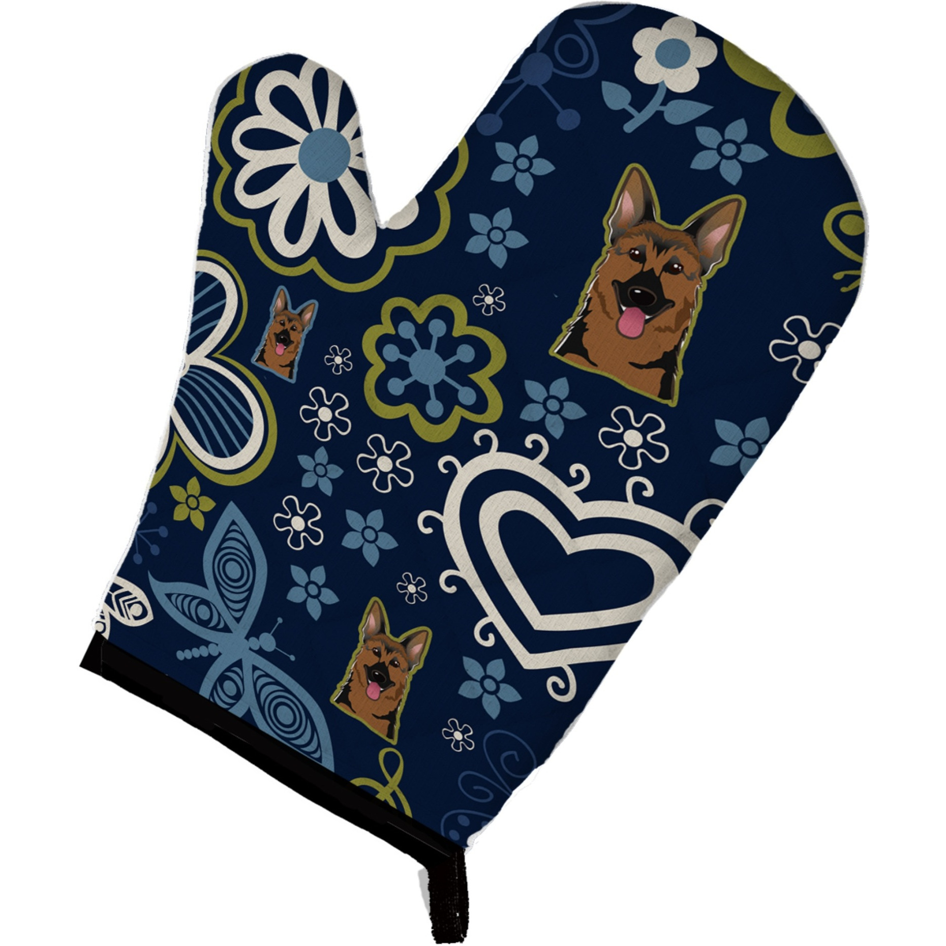 &quotCaroline's Treasures Blue Flowers German Shepherd, Large, multicolor oven mitt"