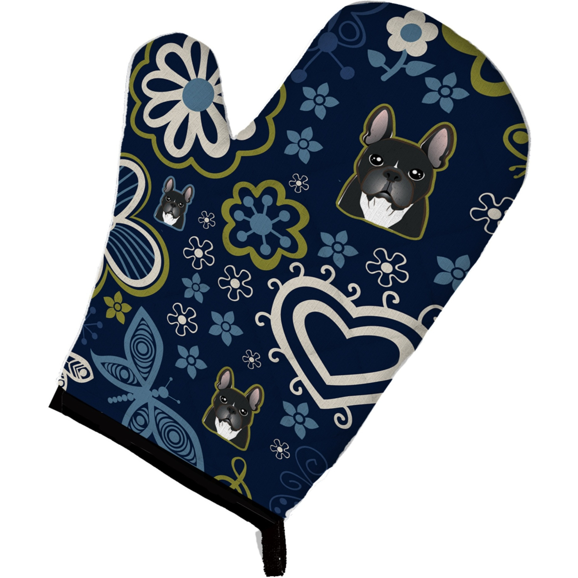 &quotCaroline's Treasures Blue Flowers French Bulldog, Large, multicolor oven mitt"