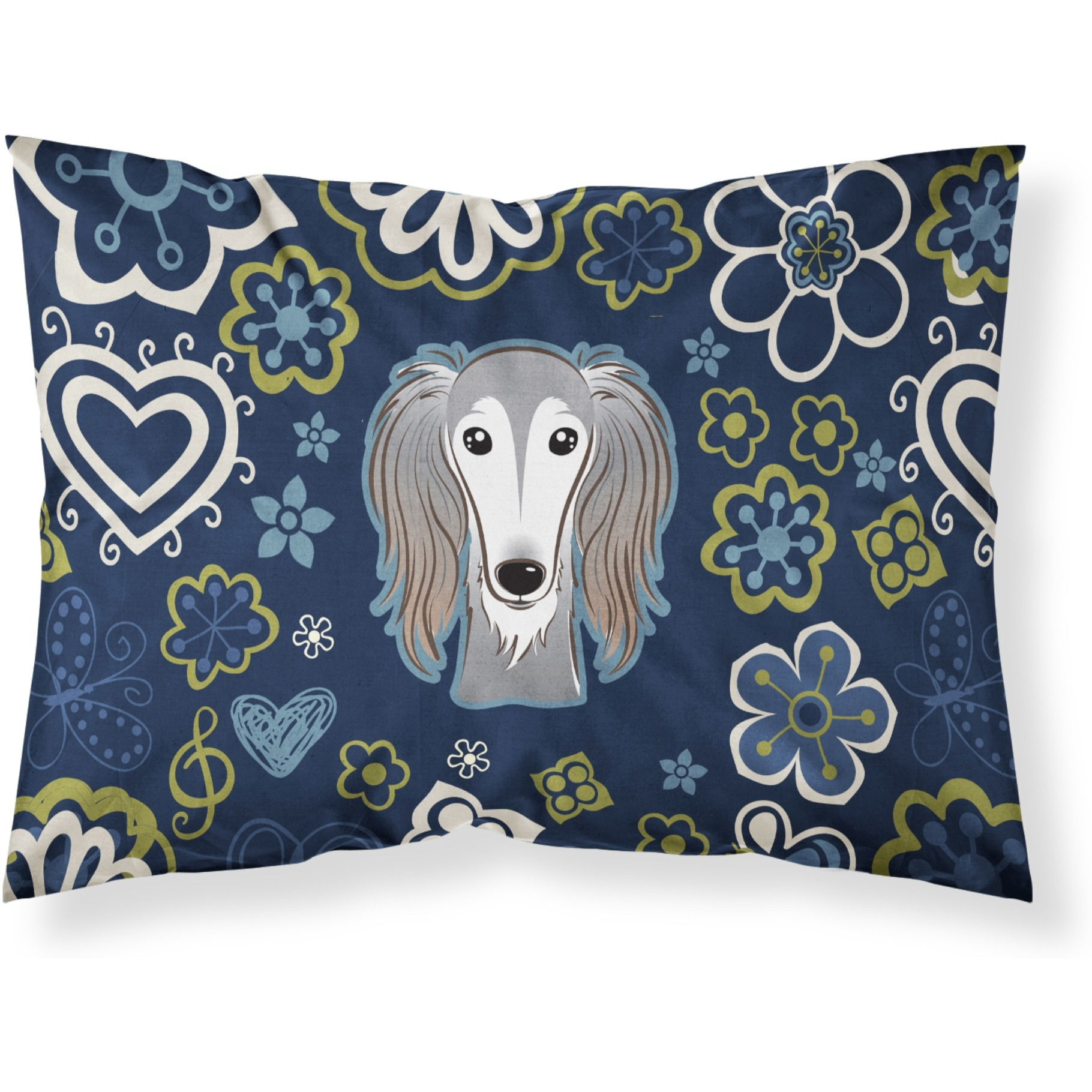 Blue Flowers Saluki Fabric Standard Pillowcase