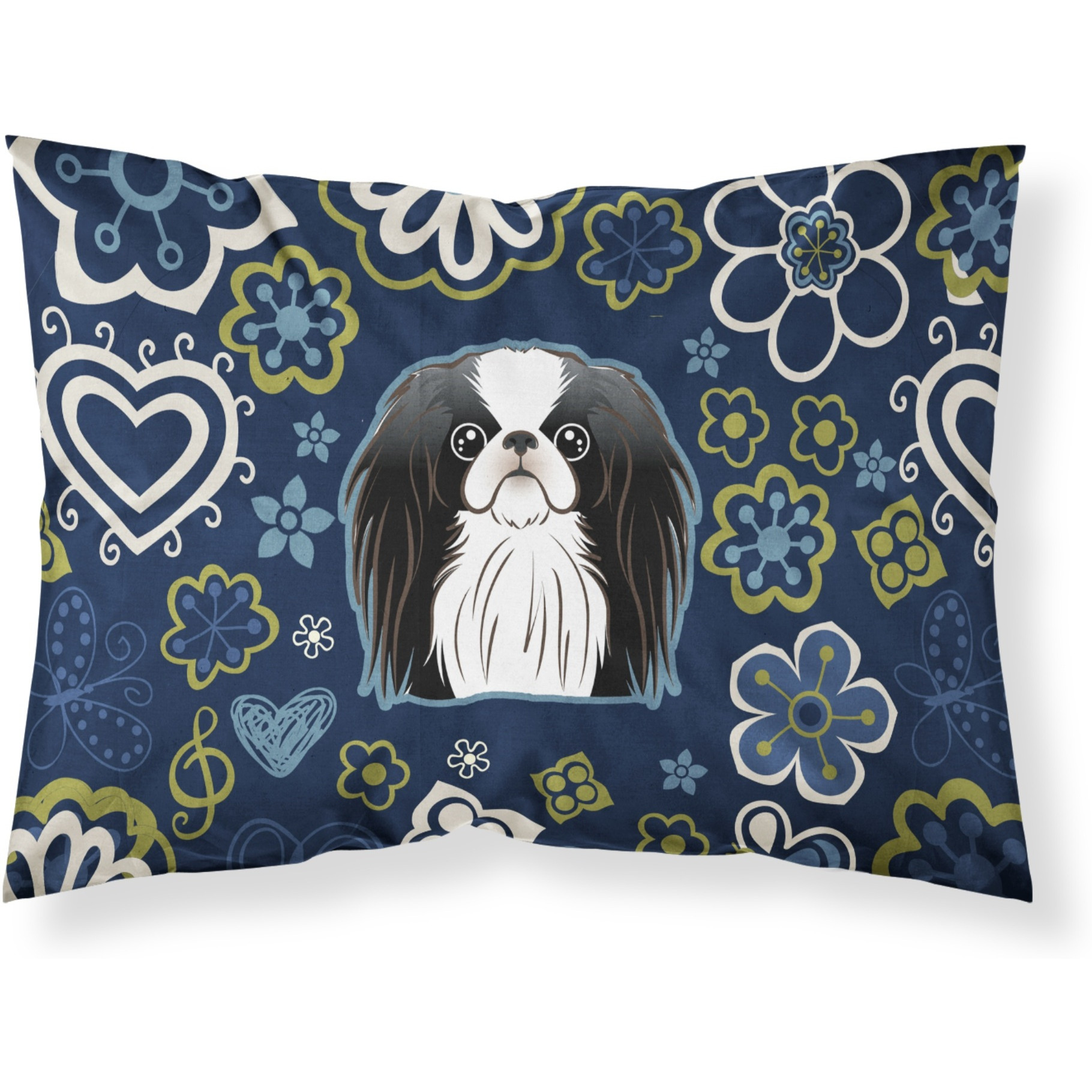Blue Flowers Japanese Chin Fabric Standard Pillowcase