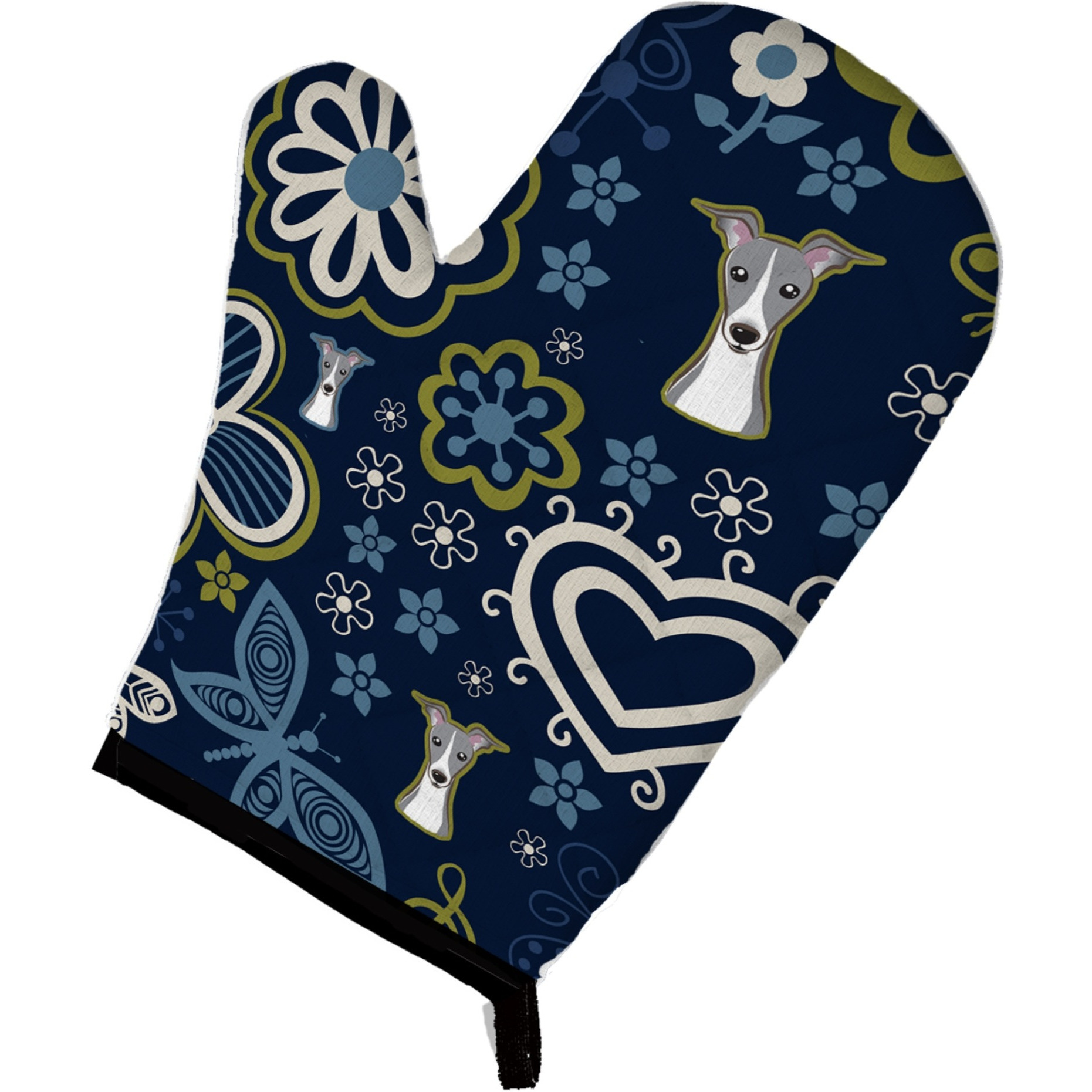 &quotCaroline's Treasures Blue Flowers Italian Greyhound, Large, multicolor oven mitt"