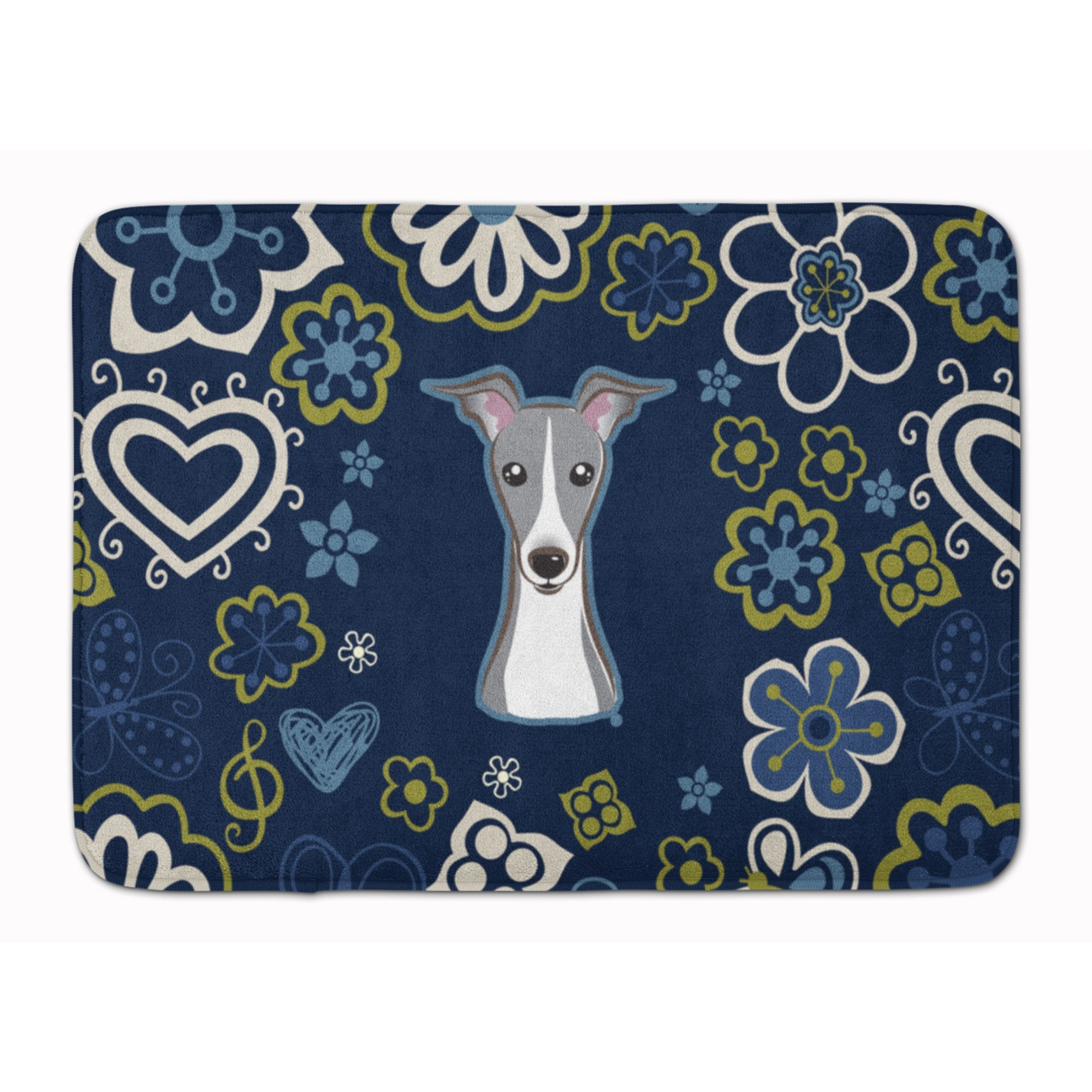 &quotCaroline's Treasures Blue Flowers Italian Greyhound, 19"" x 27"", Multicolor"