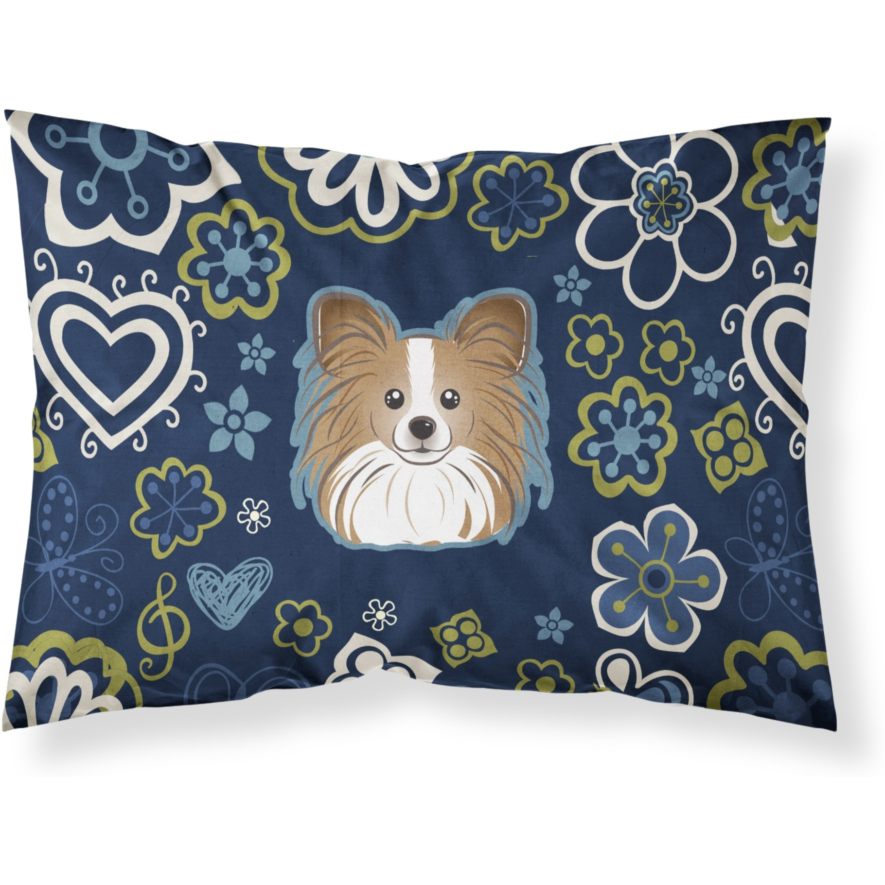Blue Flowers Papillon Fabric Standard Pillowcase