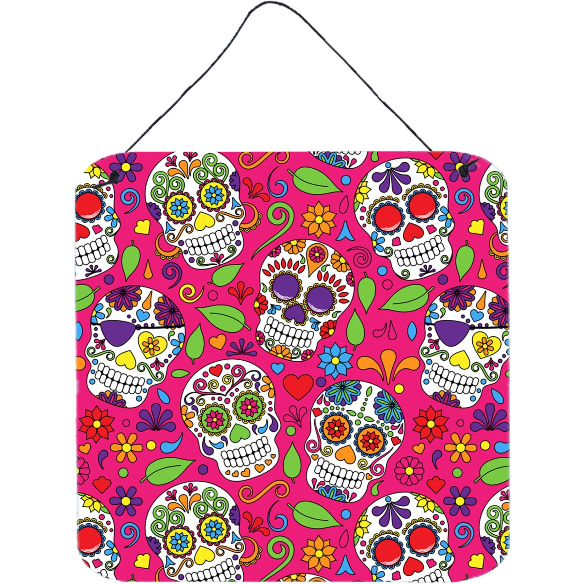 &quotCaroline's Treasures Day of the Dead Pink Metal Print, 6"" H x 6"" W, Multicolor"
