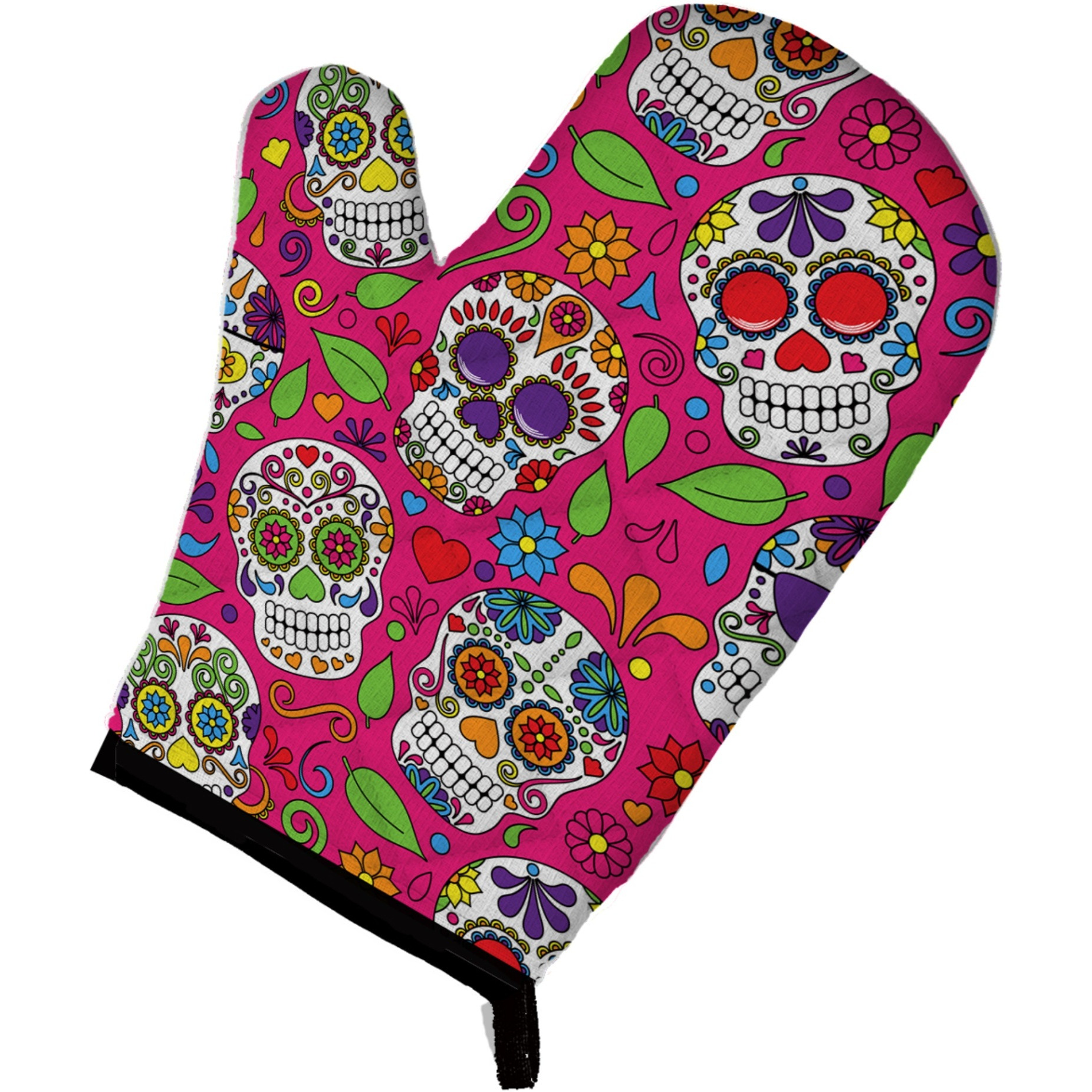 &quotCaroline's Treasures Day of the Dead Pink Oven Mitt, Multicolor, 12"" x 8.5"""