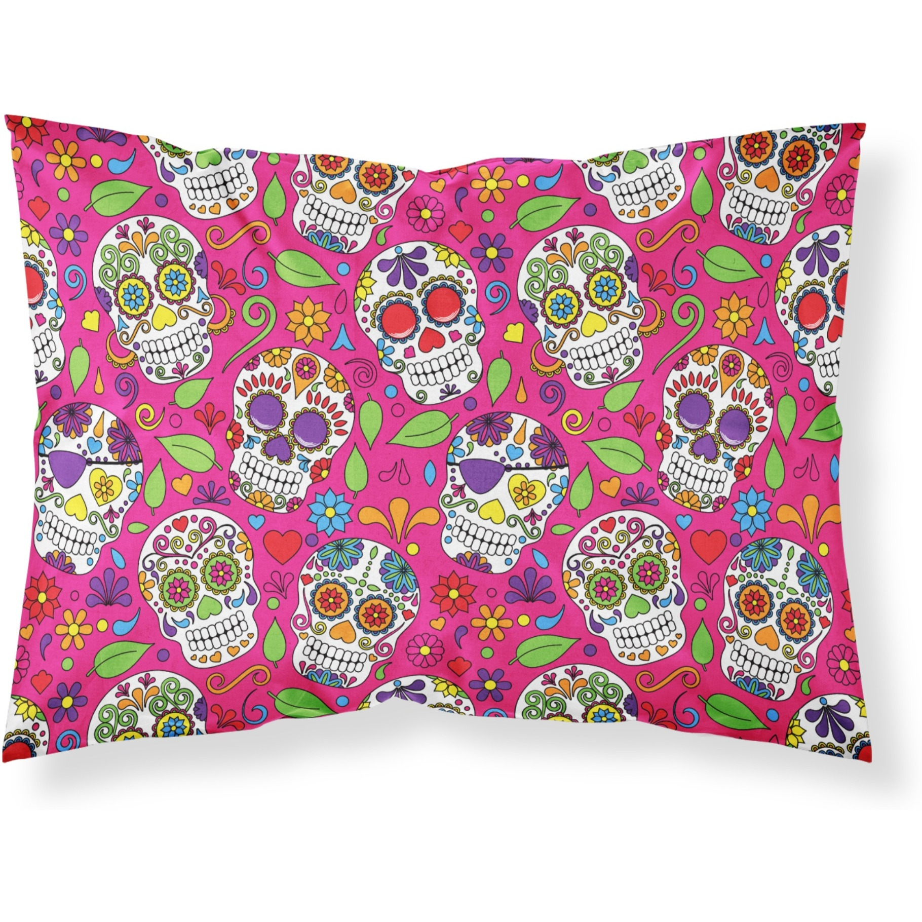 &quotCaroline's Treasures Day of the Dead Pink Printed, Polyester, 250 Thread count, Envelope closure Pillowcase, Standard, Multicolor"