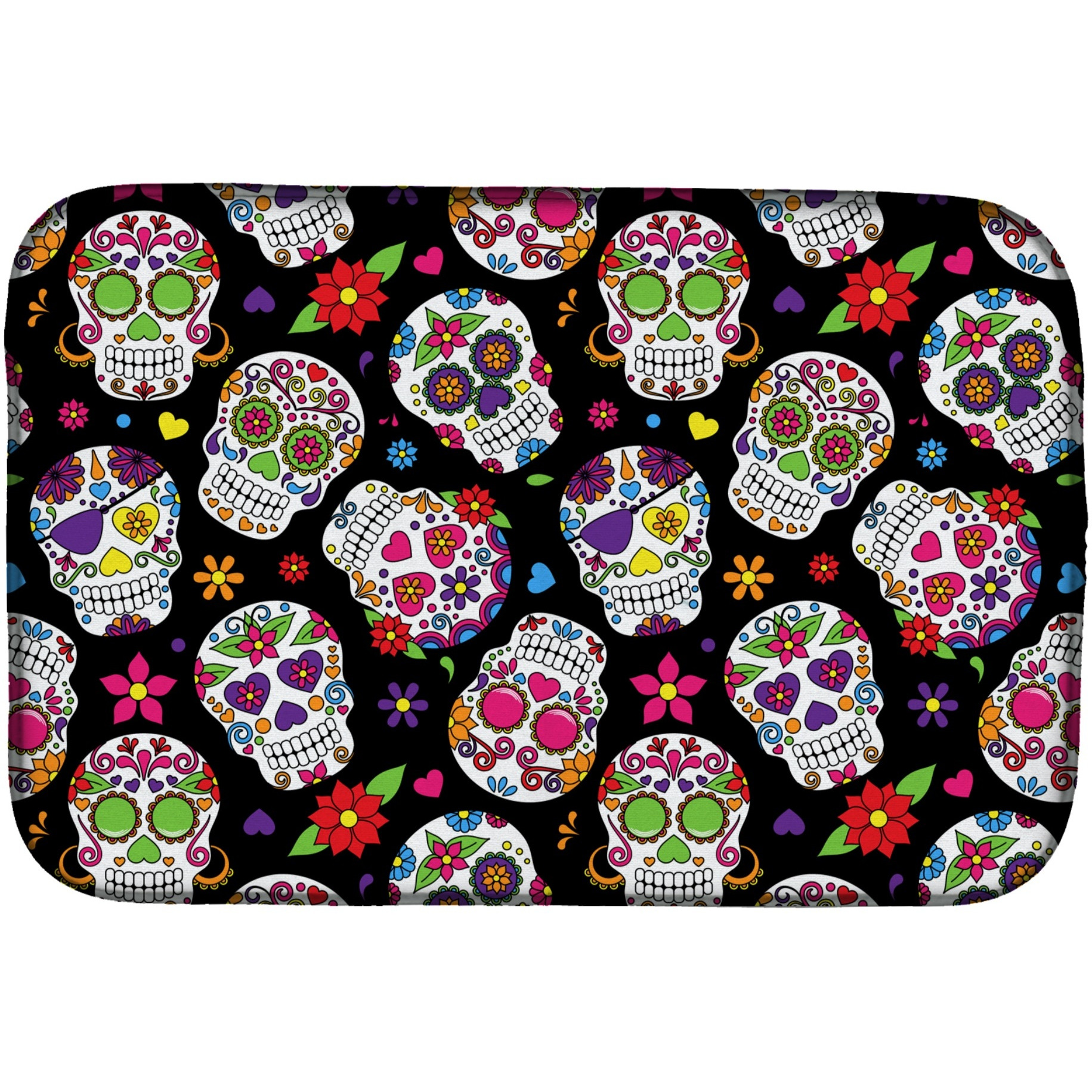 &quotCaroline's Treasures Day Of The Dead Black Dish Drying Mat, 14"" x 21"""