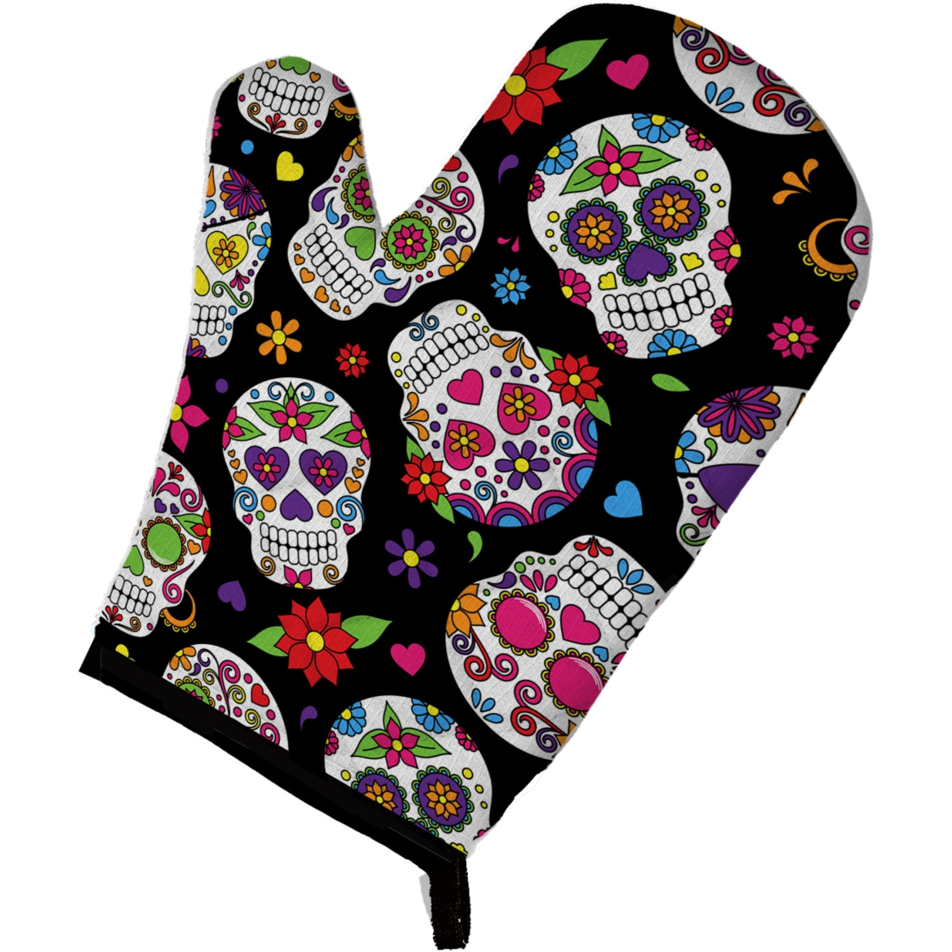 &quotCaroline's Treasures Day of the Dead Black Oven Mitt, Multicolor, 12"" x 8.5"""