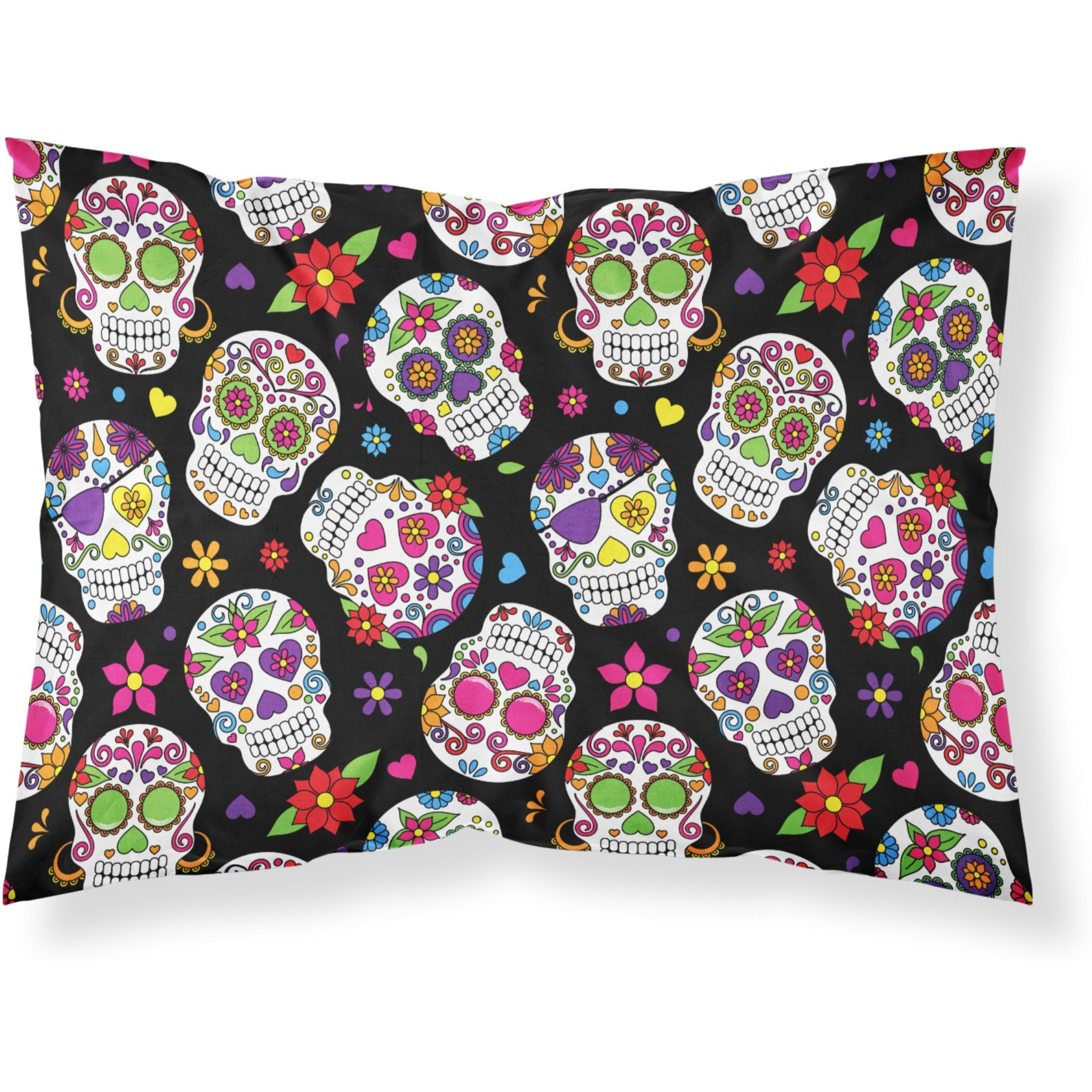 &quotCaroline's Treasures Day of the Dead Black Printed, Polyester, 250 Thread count, Envelope closure Pillowcase, Standard, Multicolor"