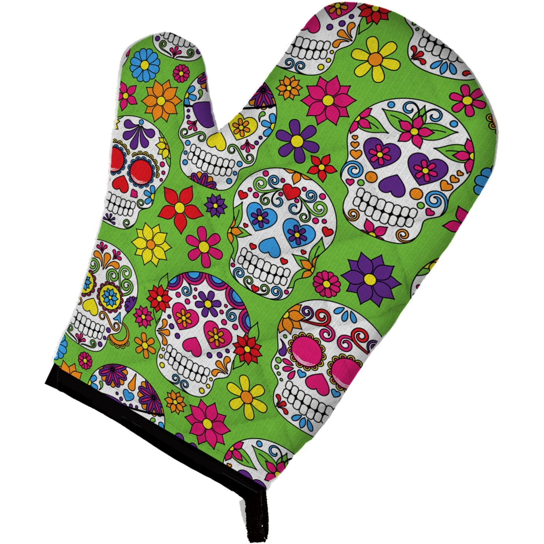 &quotCaroline's Treasures Day of the Dead Green Oven Mitt, Multicolor, 12"" x 8.5"""