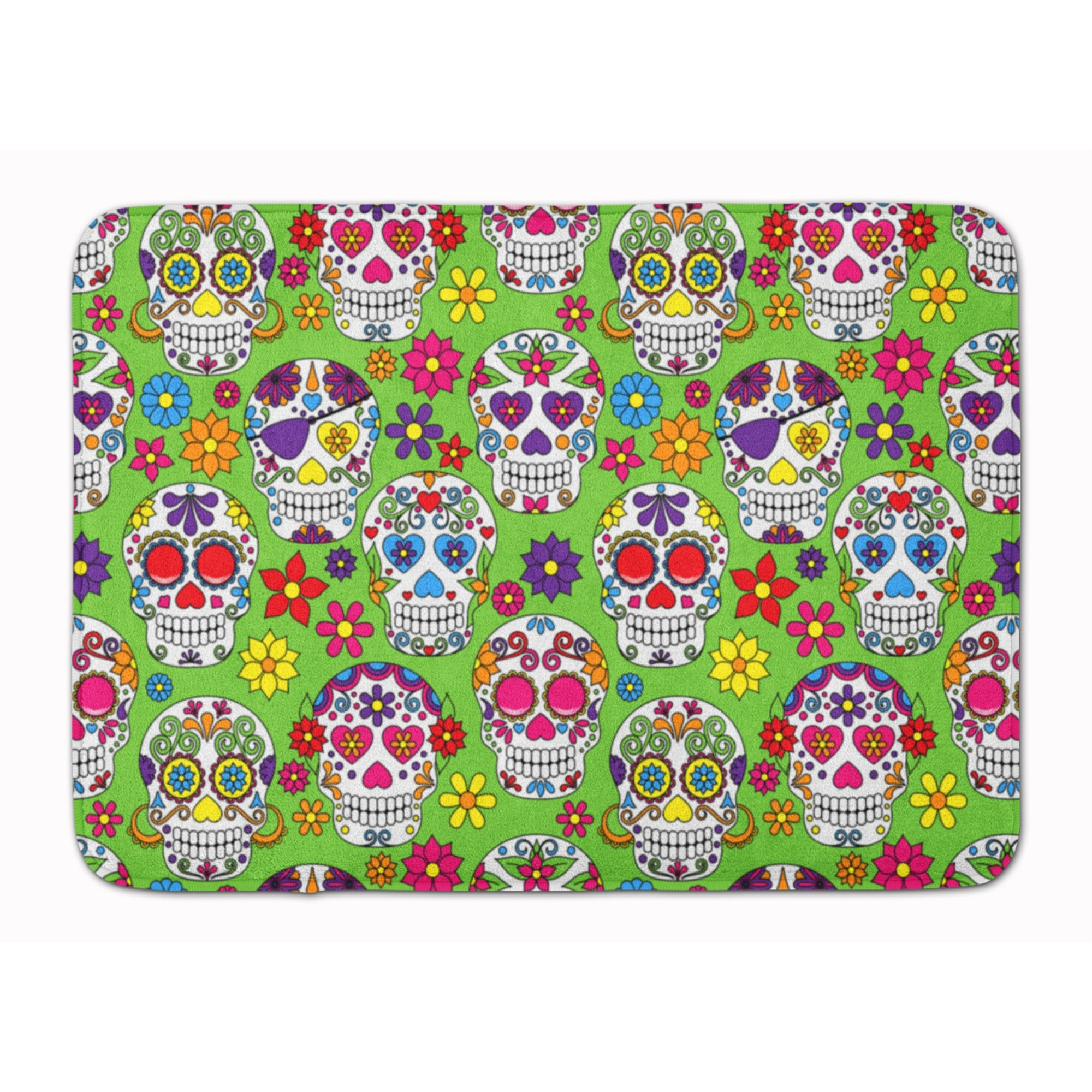 &quotCaroline's Treasures Day of the Dead Green Floor Mat, 19"" x 27"", Multicolor"
