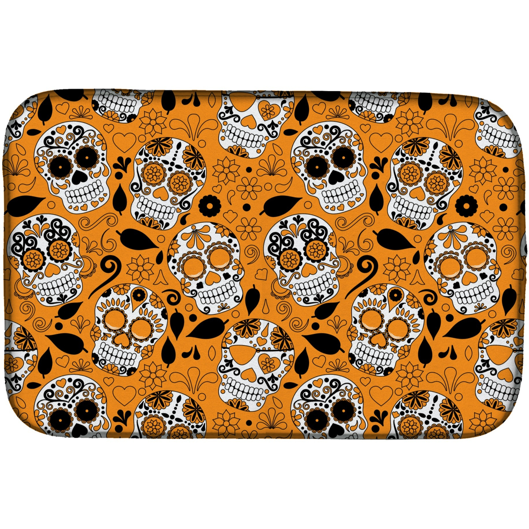 &quotCaroline's Treasures Day Of The Dead Orange Dish Drying Mat, 14"" x 21"""