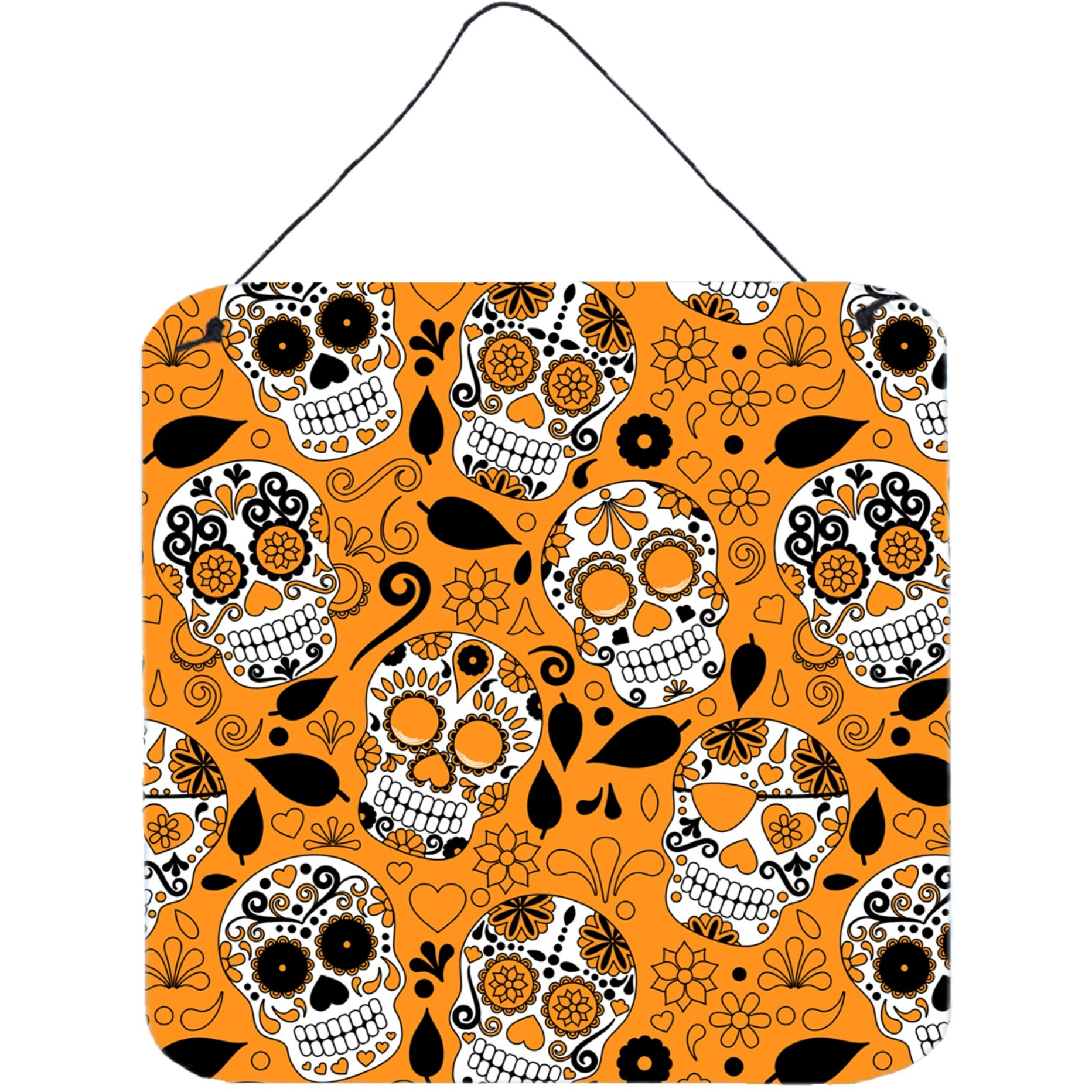 &quotCaroline's Treasures Day of the Dead Orange Metal Print, 6"" H x 6"" W, Multicolor"