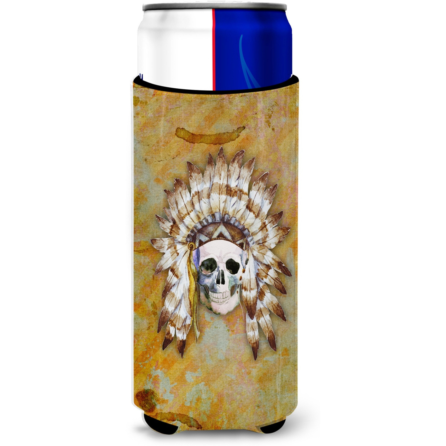 &quotCaroline's Treasures Day of The Dead Indian Skull Michelob Ultra Hugger For Slim Cans, Slim Can, Multicolor"