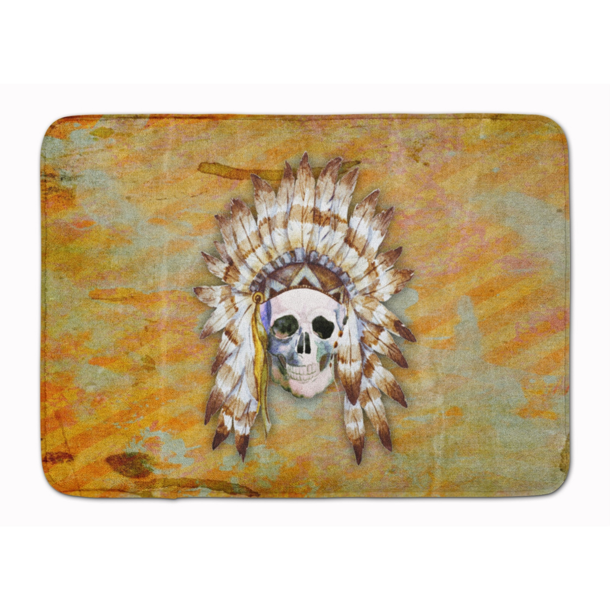 &quotCaroline's Treasures Day of the Dead Indian Skull Floor Mat, 19"" x 27"", Multicolor"