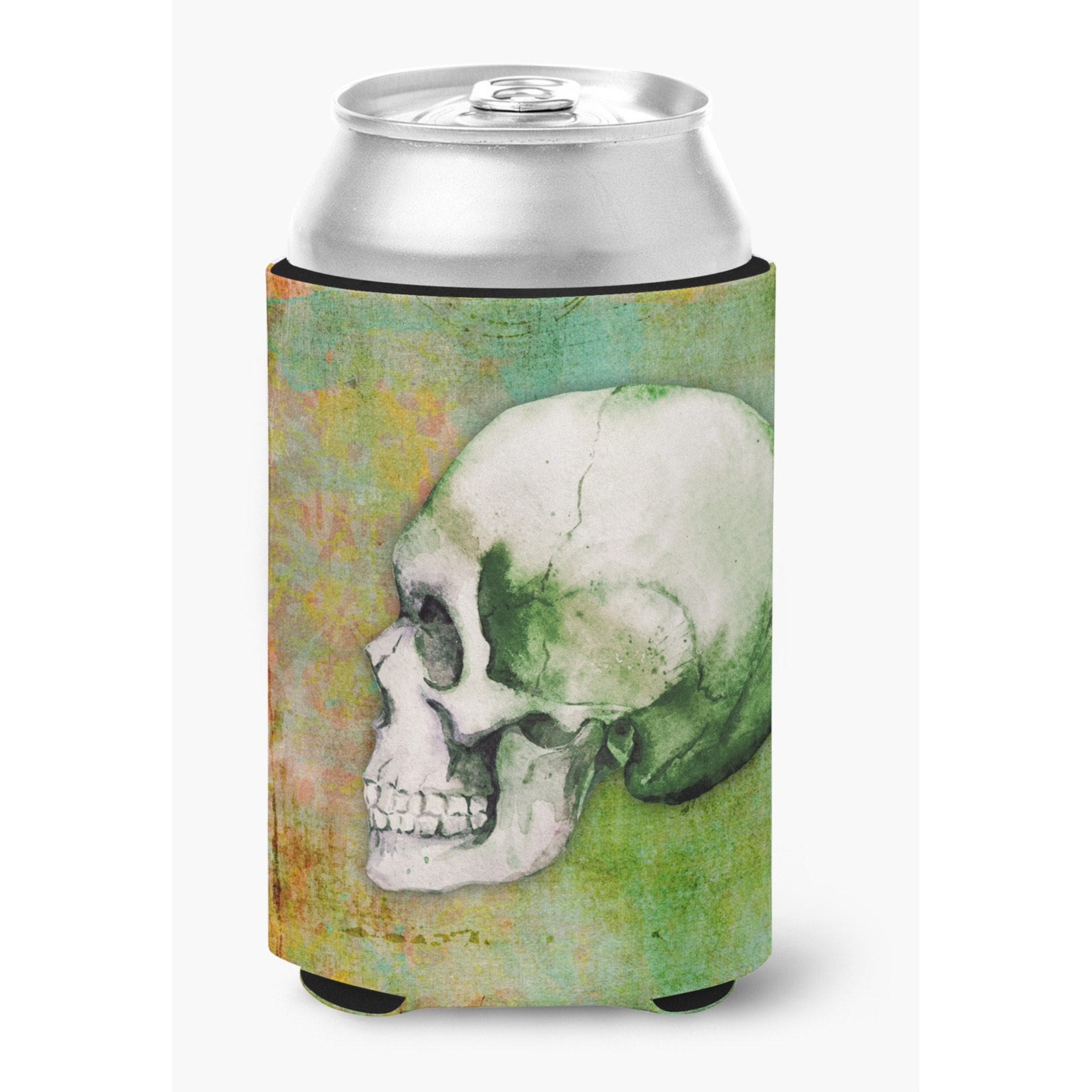 &quotCaroline's Treasures Day of The Dead green Skull Can or Bottle Hugger, Can Hugger, Multicolor"