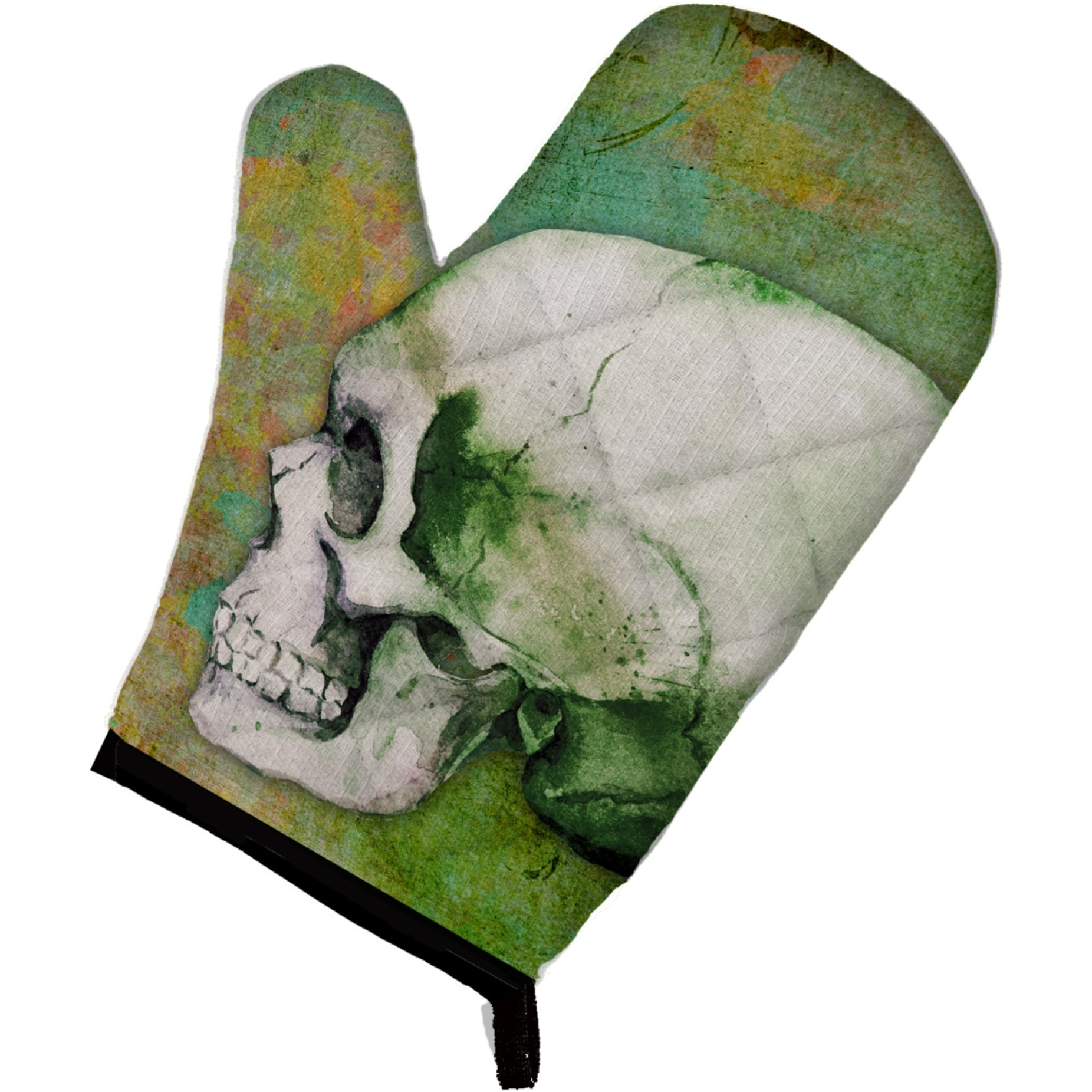 &quotCaroline's Treasures Day of the Dead Green Skull Oven Mitt, Multicolor, 12"" x 8.5"""