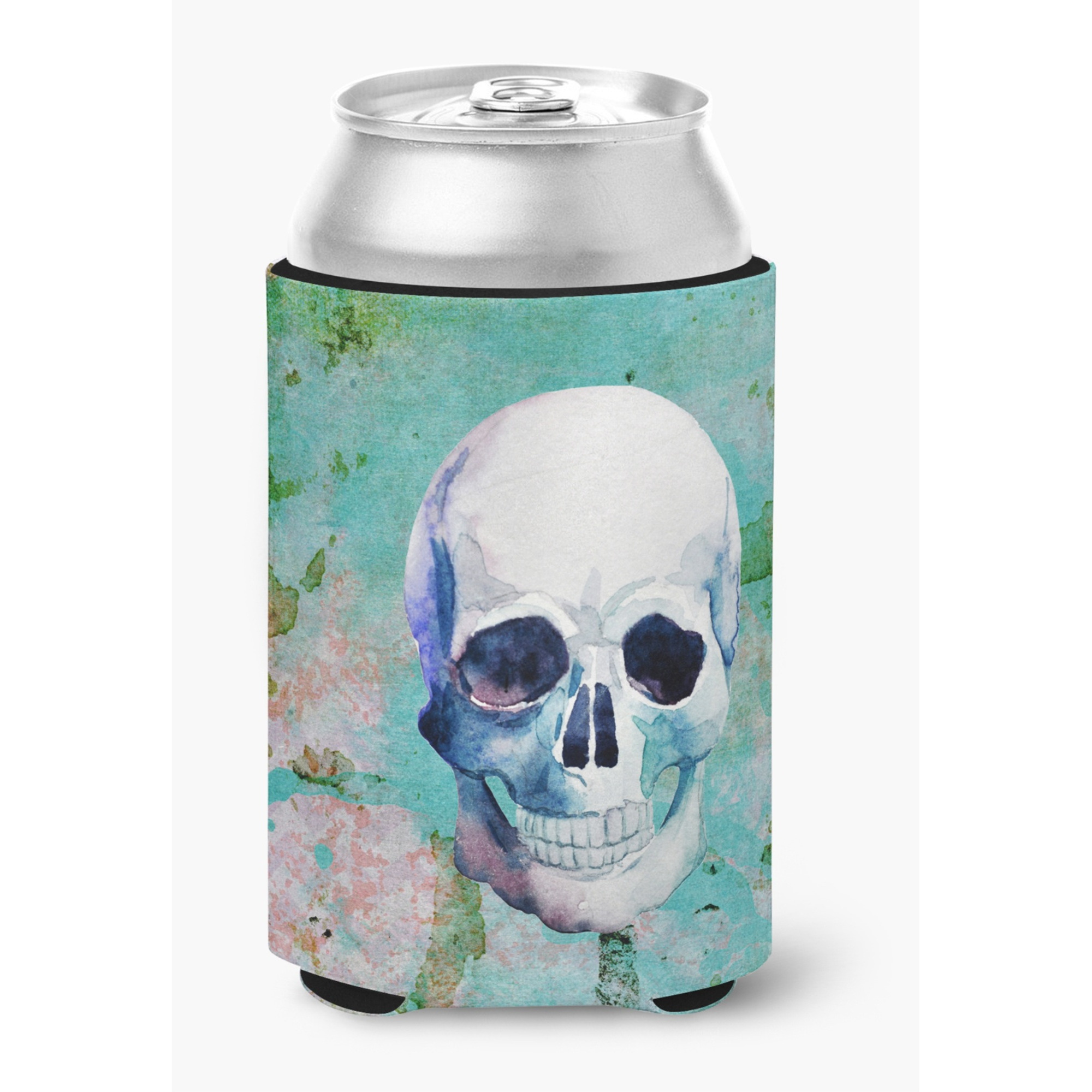 &quotCaroline's Treasures Day of The Dead Teal Skull Can or Bottle Hugger, Can Hugger, Multicolor"
