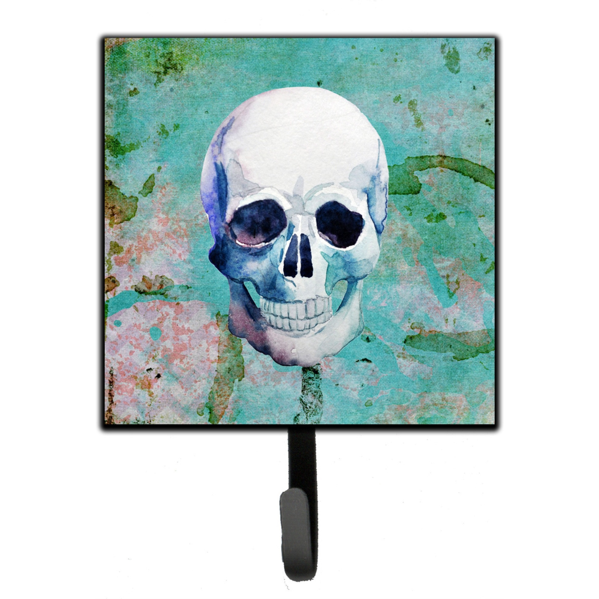 &quotCaroline's Treasures Day of the Dead Teal Skull Wall Hook, Small, Multicolor"
