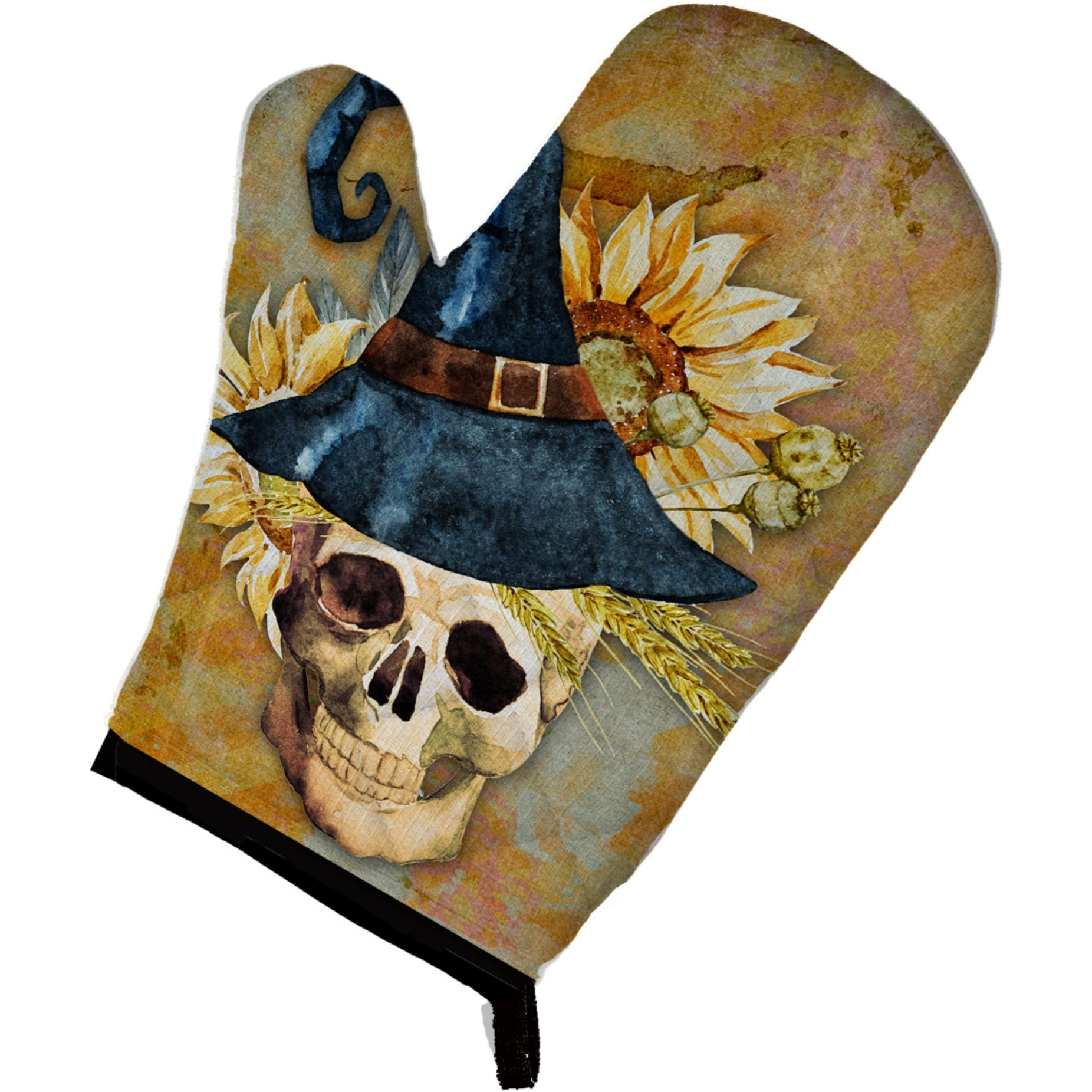 &quotCaroline's Treasures Day of the Dead Witch Skull Oven Mitt, Multicolor, 12"" x 8.5"""