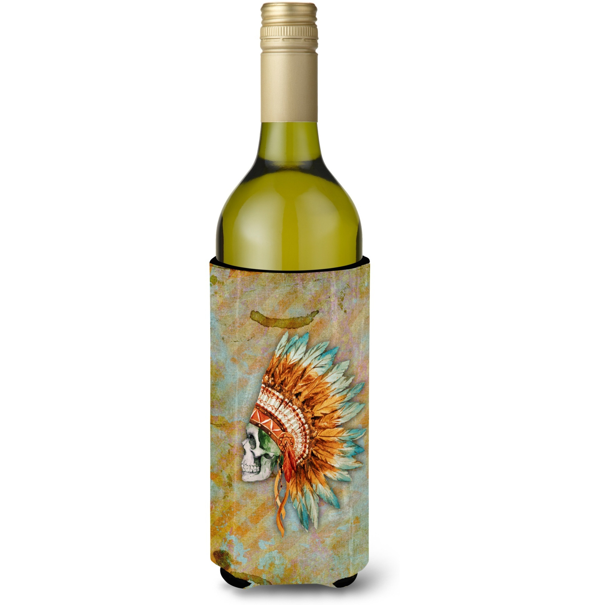 &quotCaroline's Treasures BB5127LITERK Day of the Dead Indian Skull Wine Bottle Beverage Insulator Hugger, 750 ml, Multicolor"