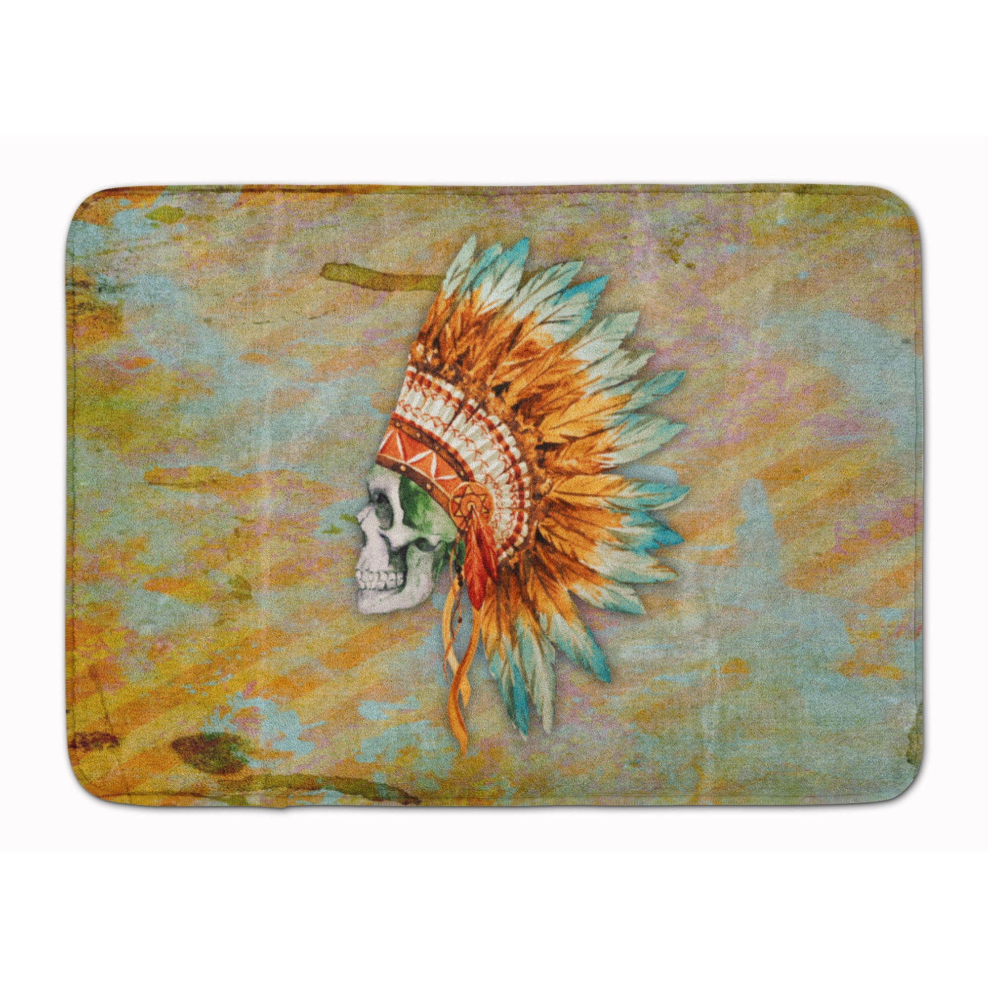 &quotCaroline's Treasures Day of the Dead Indian Skull Floor Mat, 19"" x 27"", Multicolor"