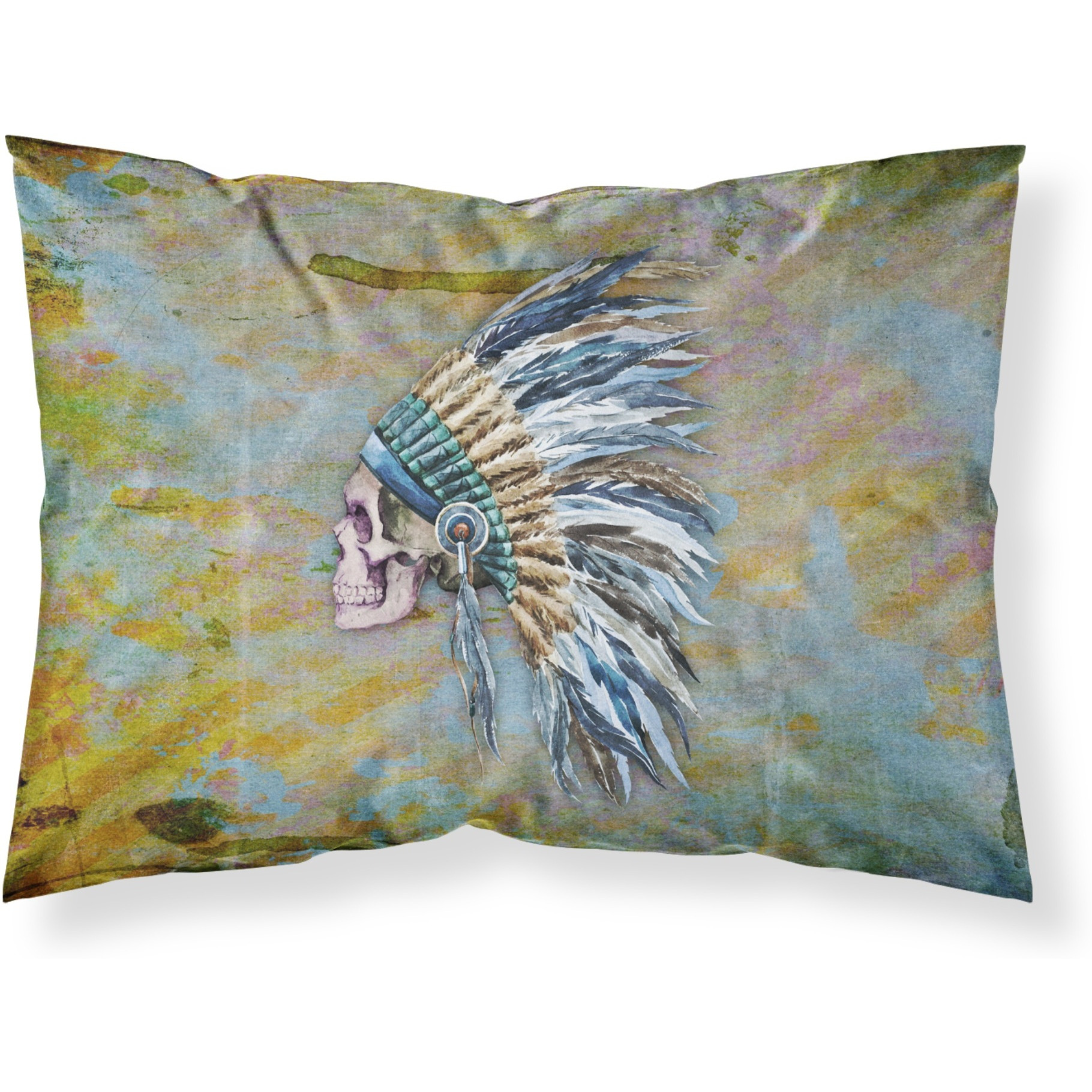 &quotCaroline's Treasures Day of the Dead Indian Chief Skull Pillowcase, Standard, Multicolor"