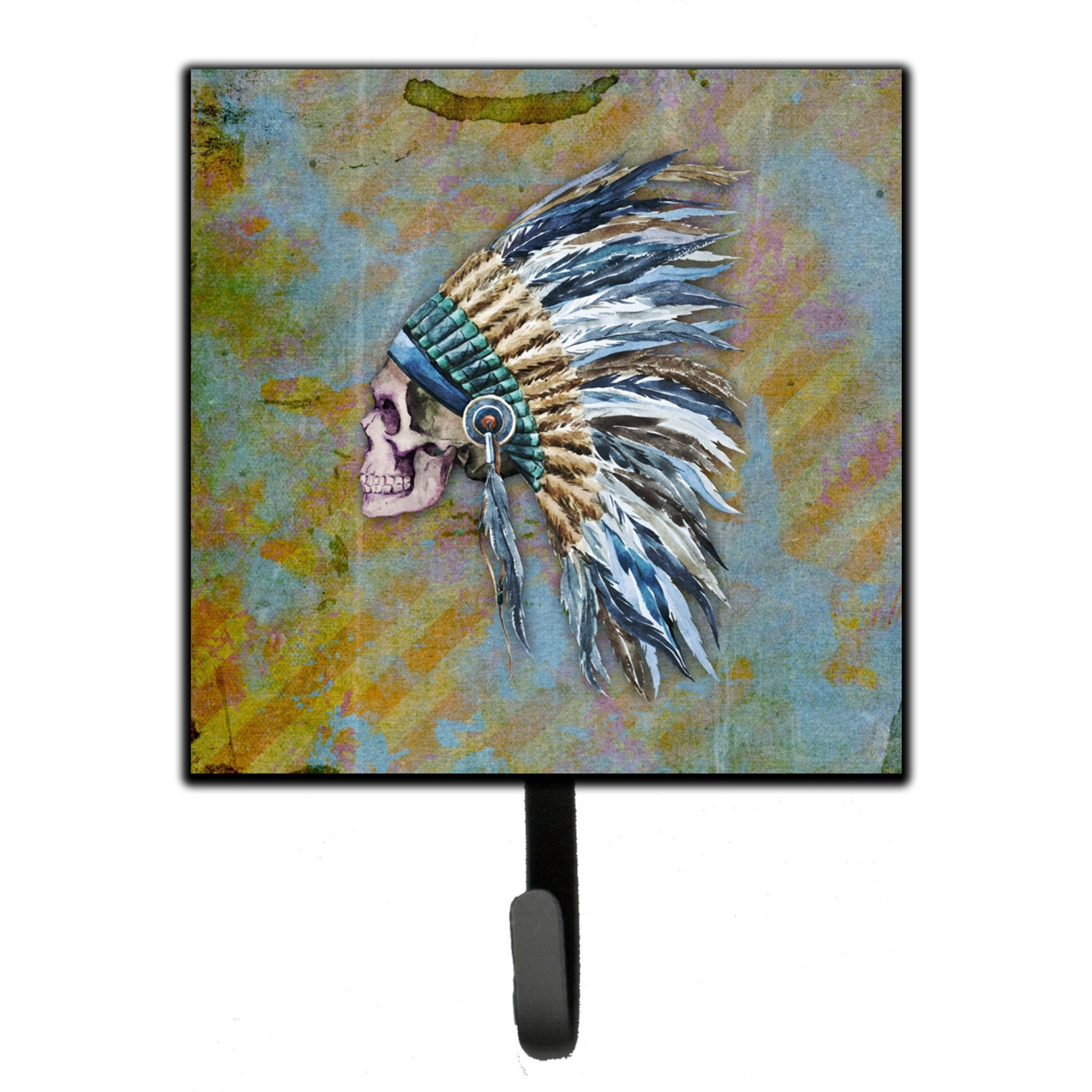 &quotCaroline's Treasures Day of the Dead Indian Chief Skull Wall Hook, Small, Multicolor"